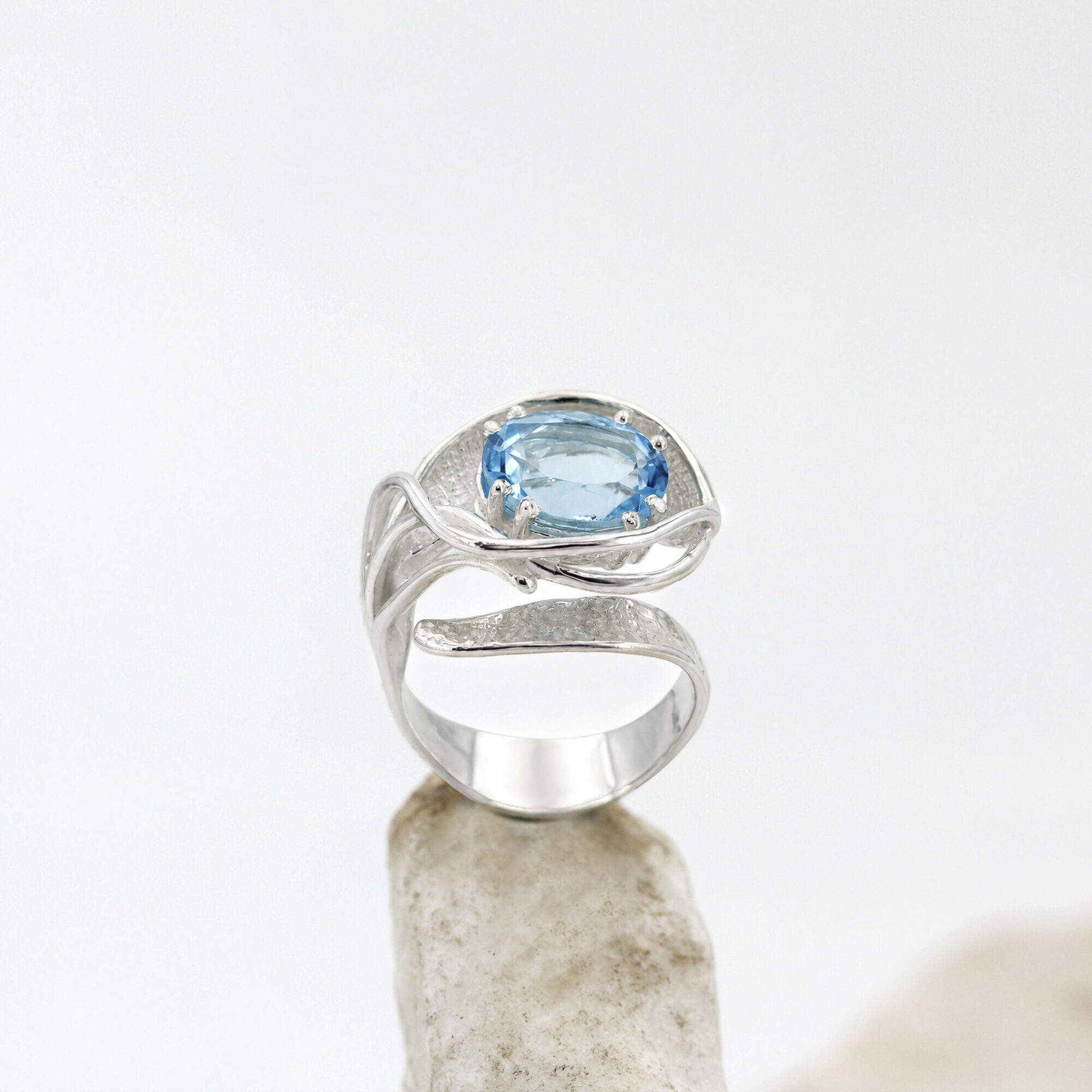 Anna Gioielli Anelli Anello Argento Topazio Azzurro Regolabile