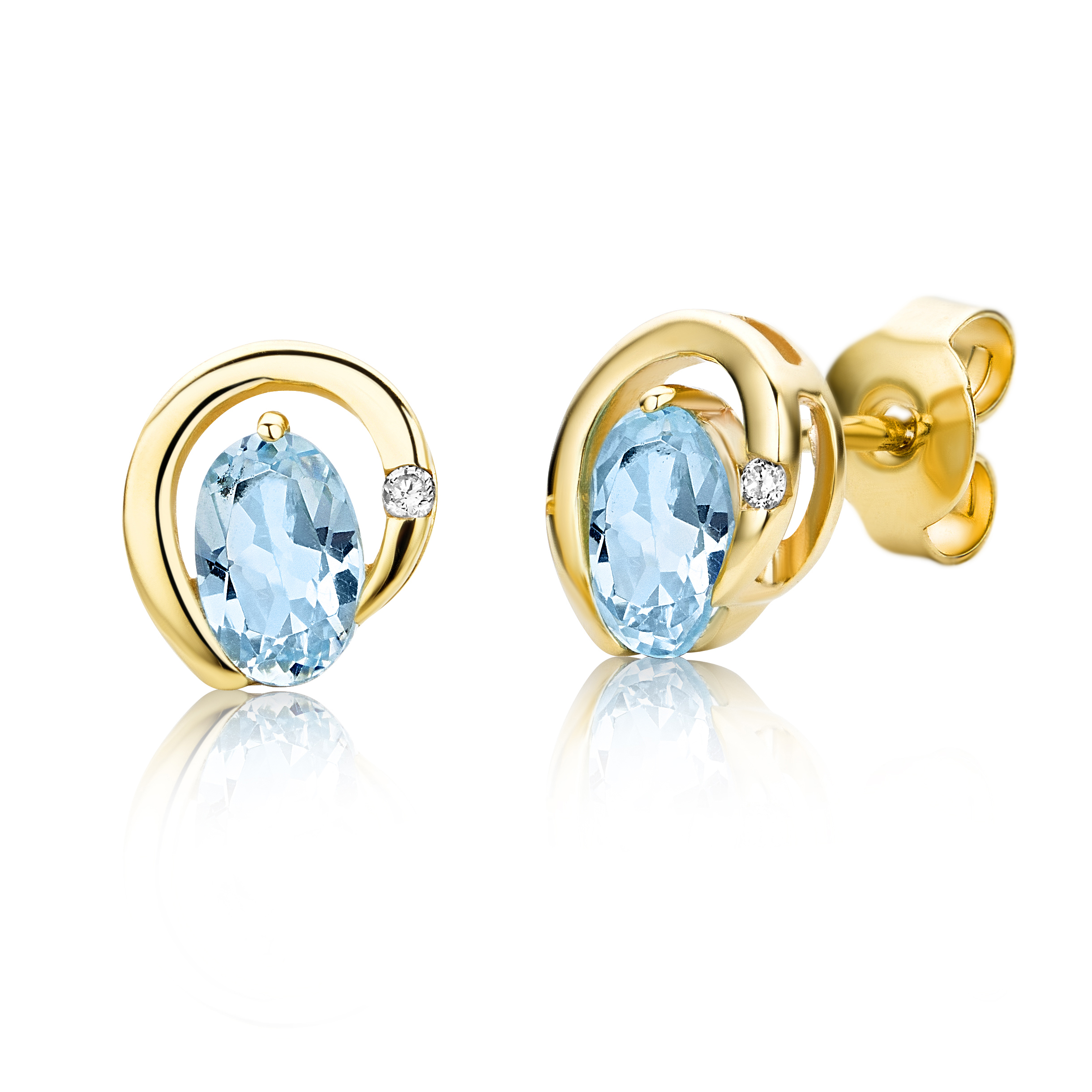 Miore Earrings Orecchini Oro Giallo 9Kt Topazio Blu