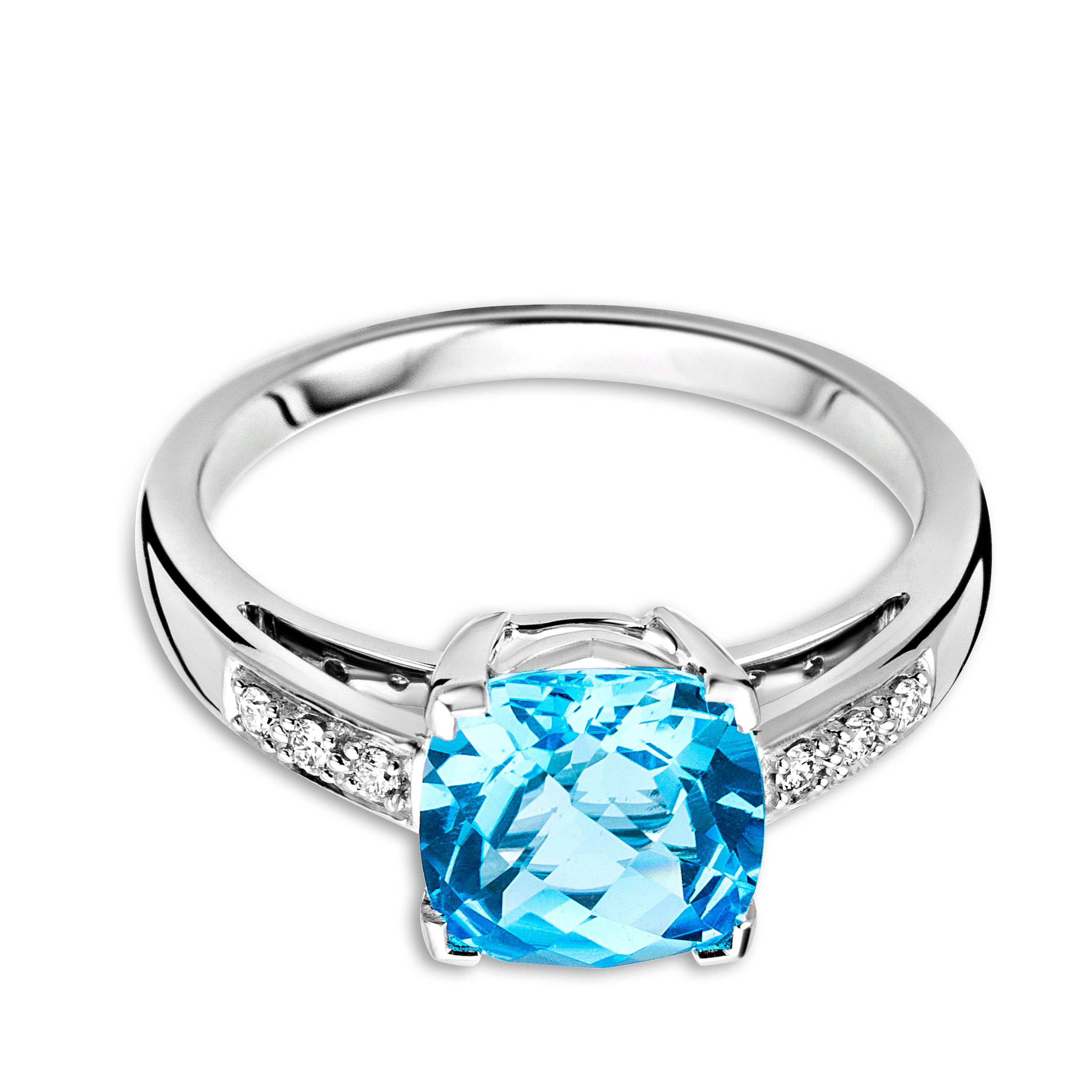 Miore Anello Oro Bianco 9Kt Topazio Swiss Blue