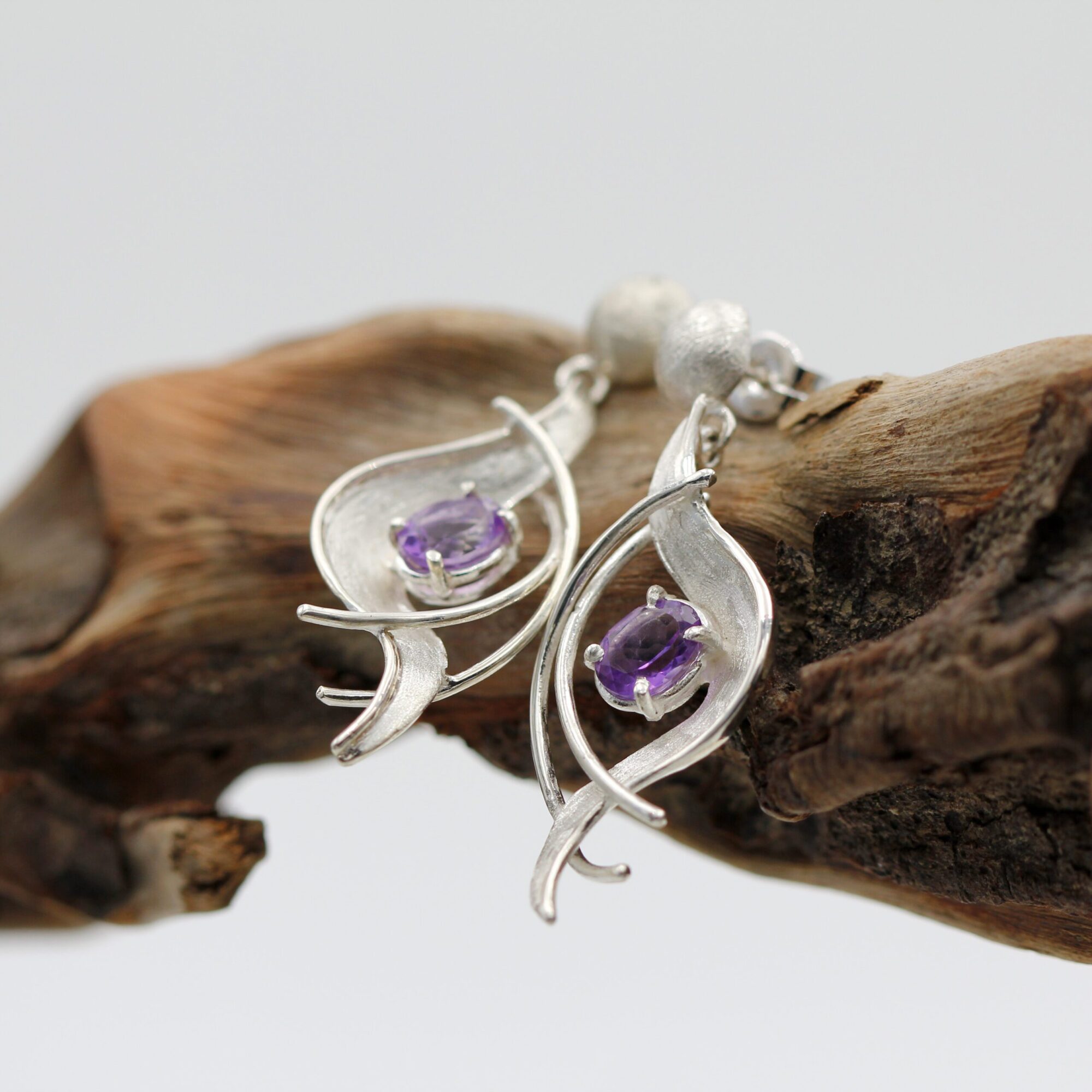 Anna Gioielli Orecchini Pendenti Argento Ametiste Viola 45 mm
