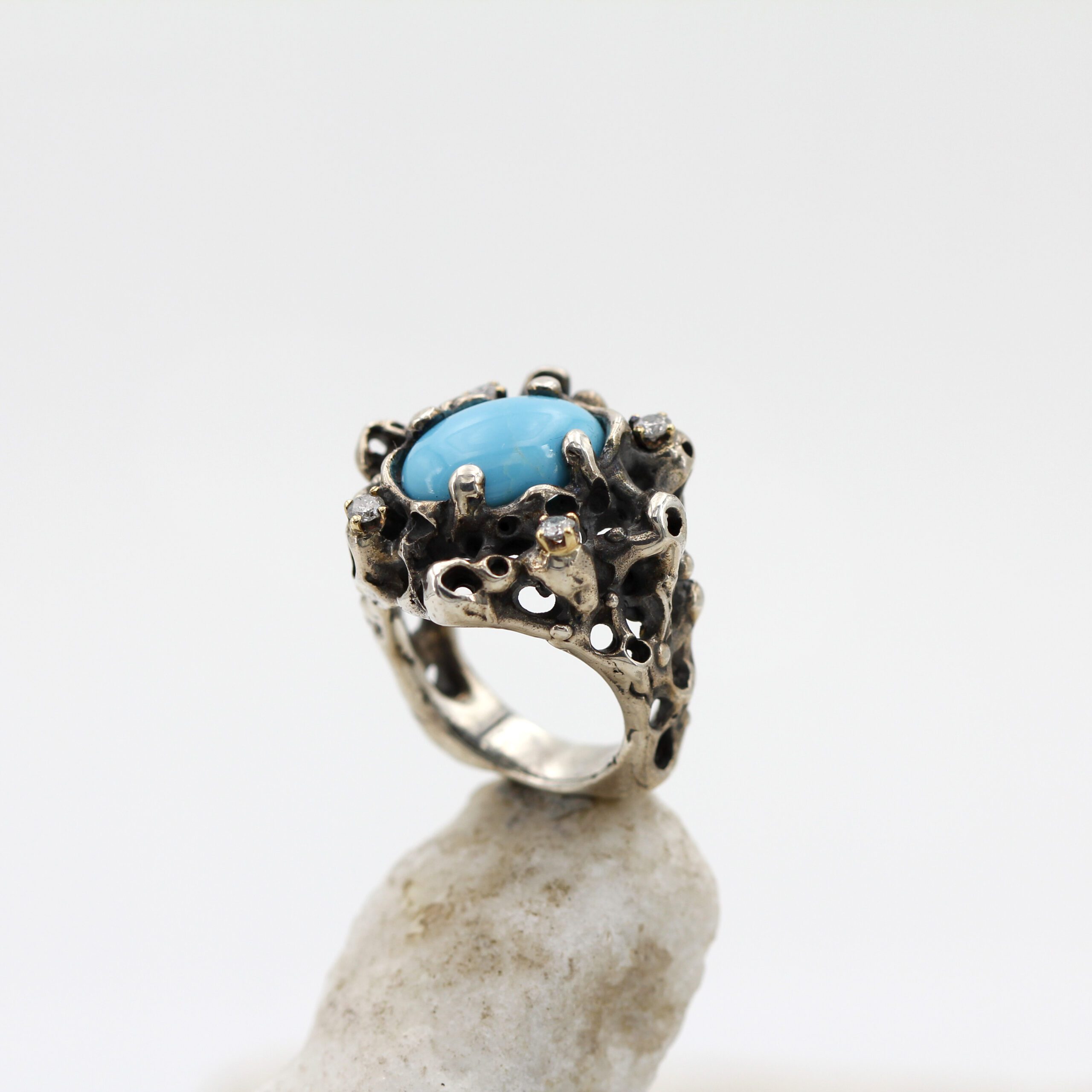 Anna Gioielli Jolly Jewels anello turchese 4 diamanti grey