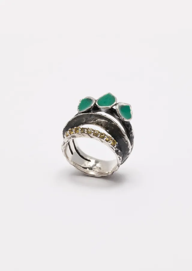 Voodoo Jewels Bold Shapes Gaura anello argento pietre