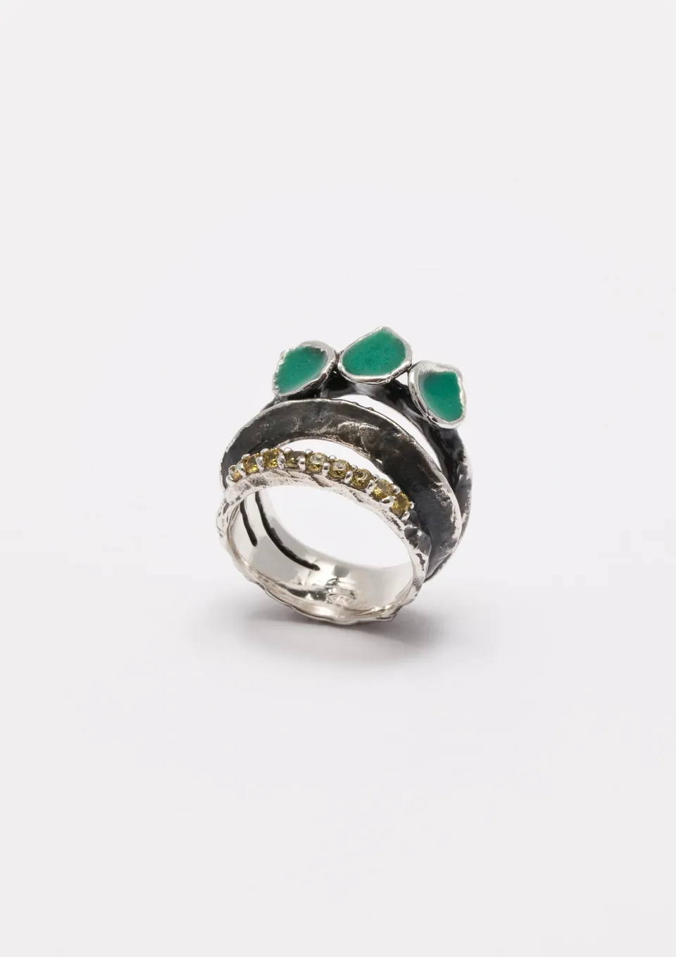Voodoo Jewels Bold Shapes Gaura anello argento pietre
