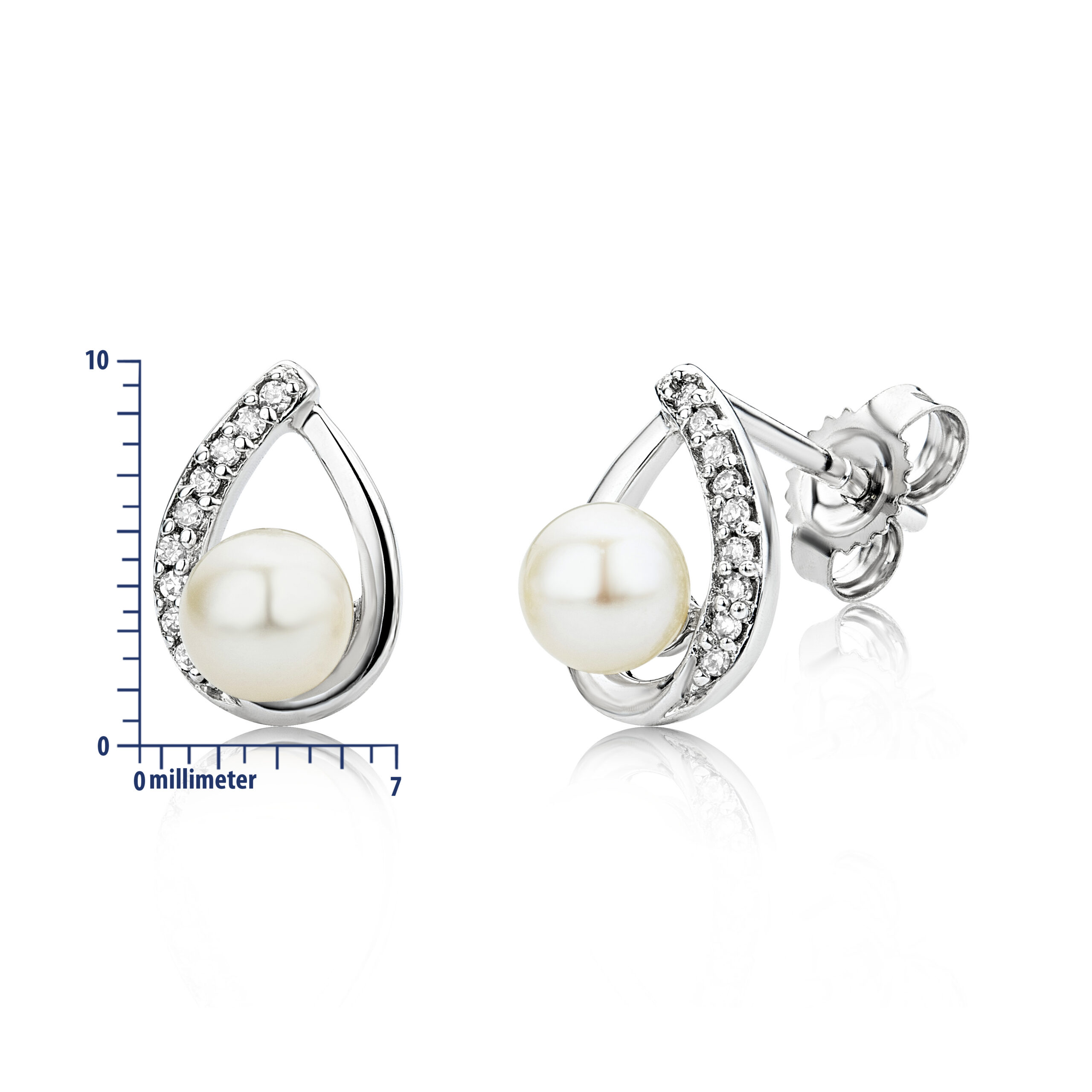 Miore Orecchini Oro Bianco Perle Acqua Dolce