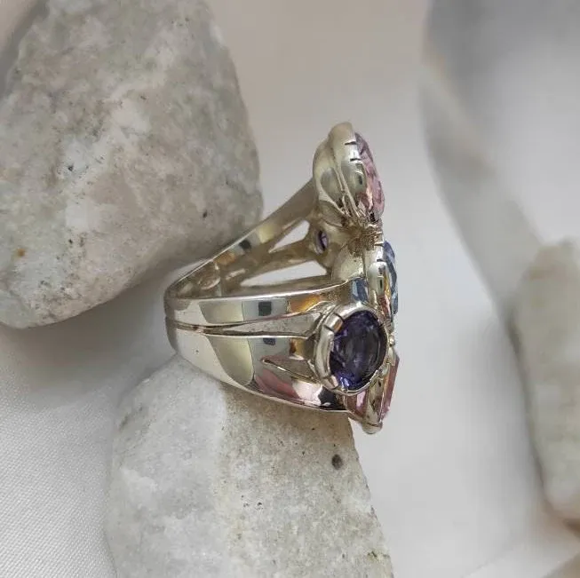 Anna Gioielli Anelli anello argento 5 paste vitree rosa celeste viola