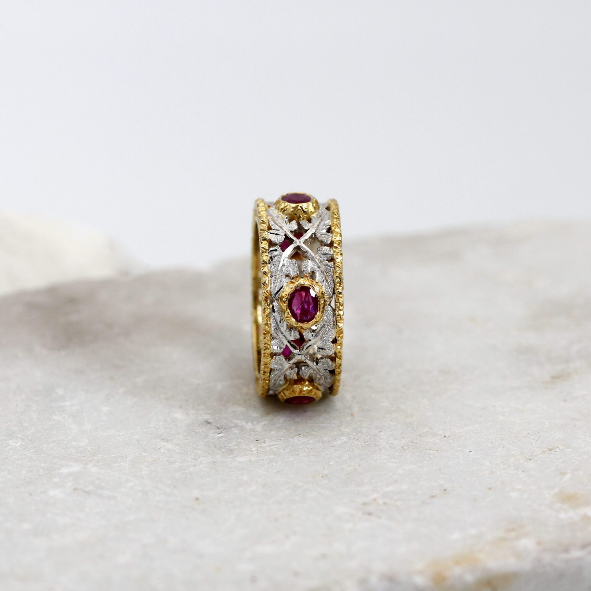 Anna Gioielli Stile Orafo Fiorentino anello oro rubini 9 mm