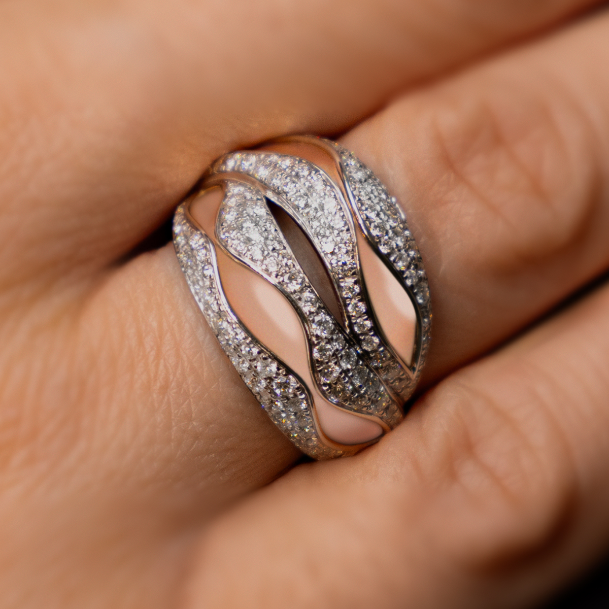 Polello Sì Lo Voglio anello oro bianco e rosa