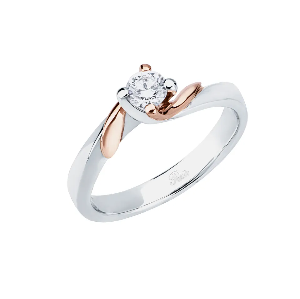 Polello Si Lo Voglio Solitario anello platino oro rosa