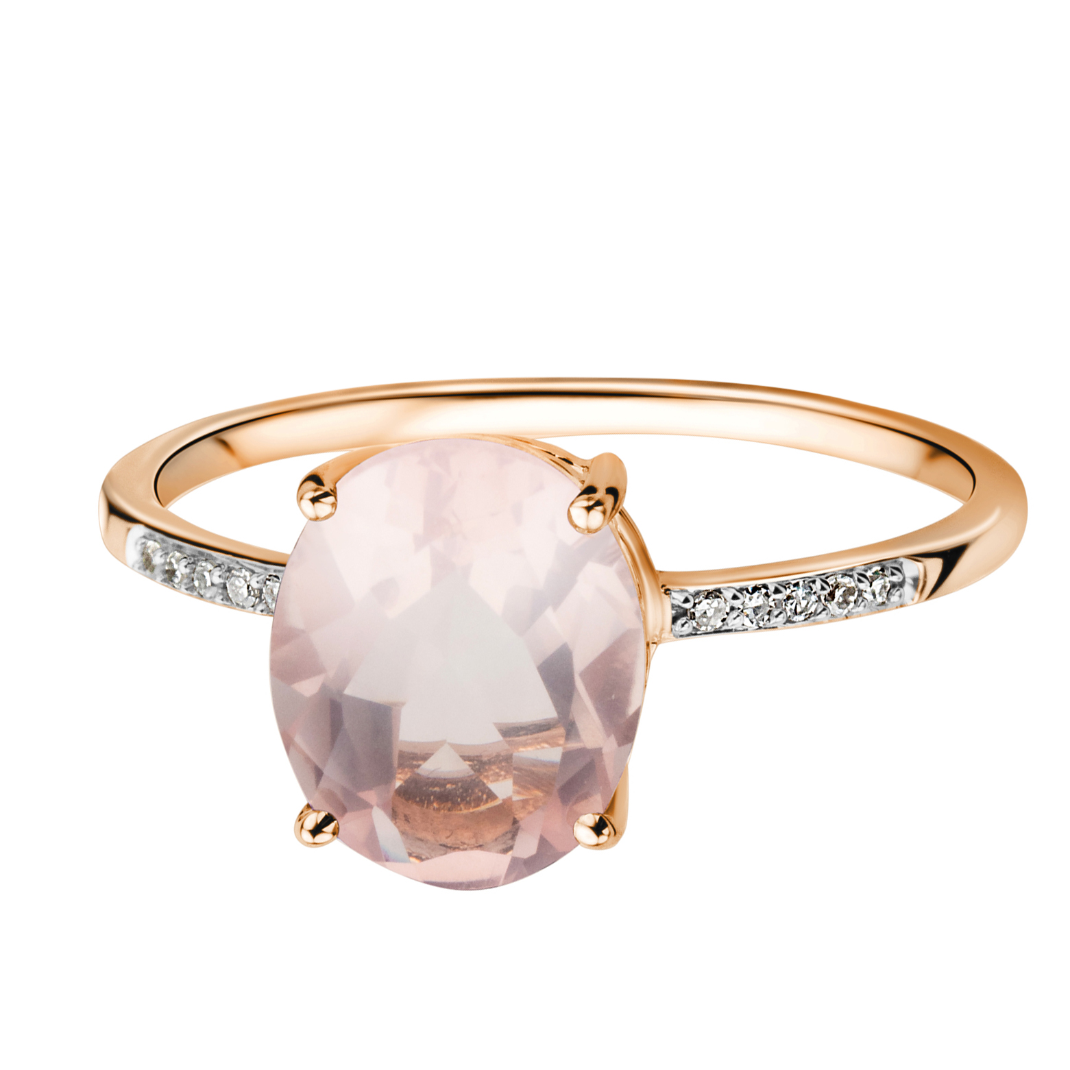 Miore Ring anello oro rosa 9Kt quarzo rosa