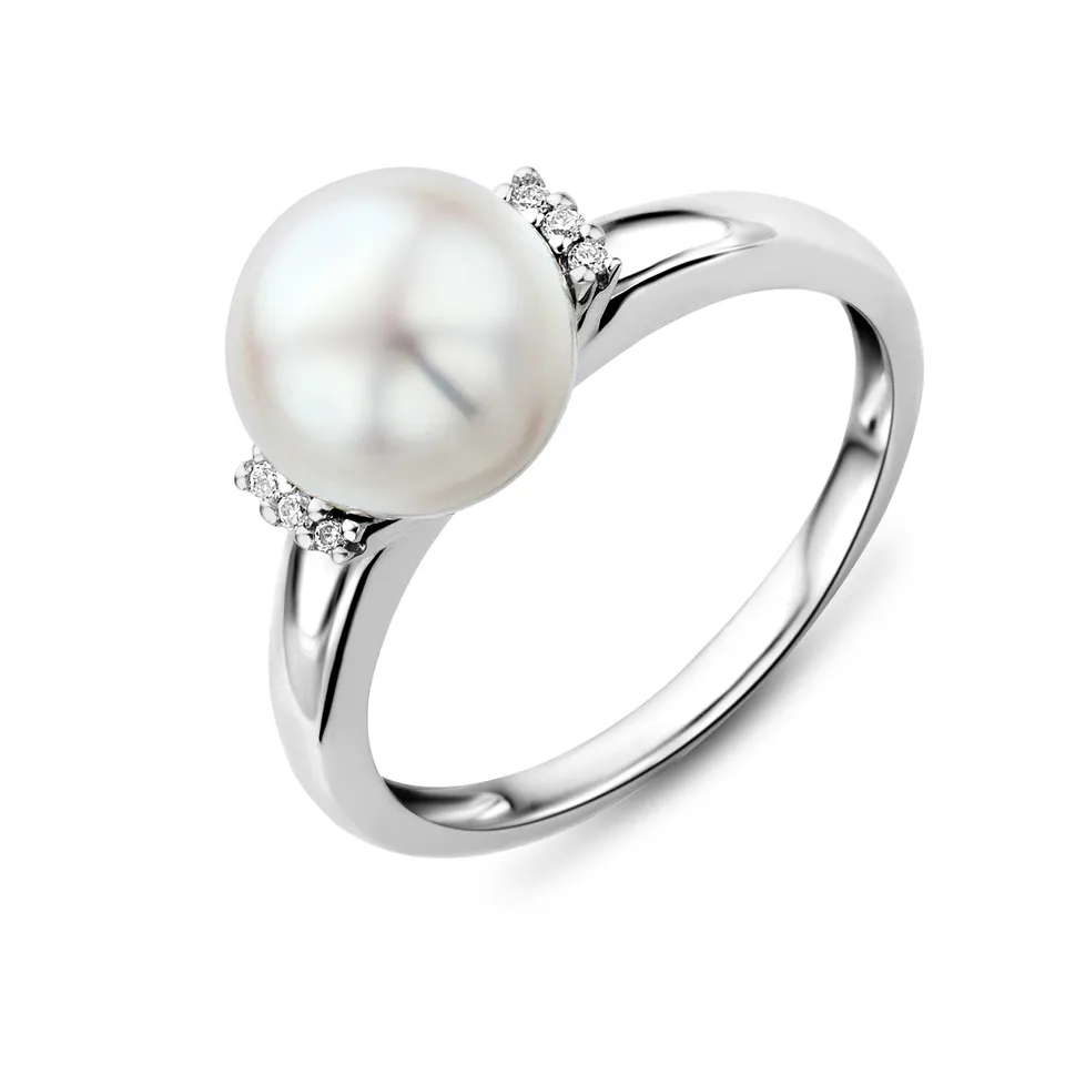 MIORE anello oro bianco 9kt perla d’acqua dolce