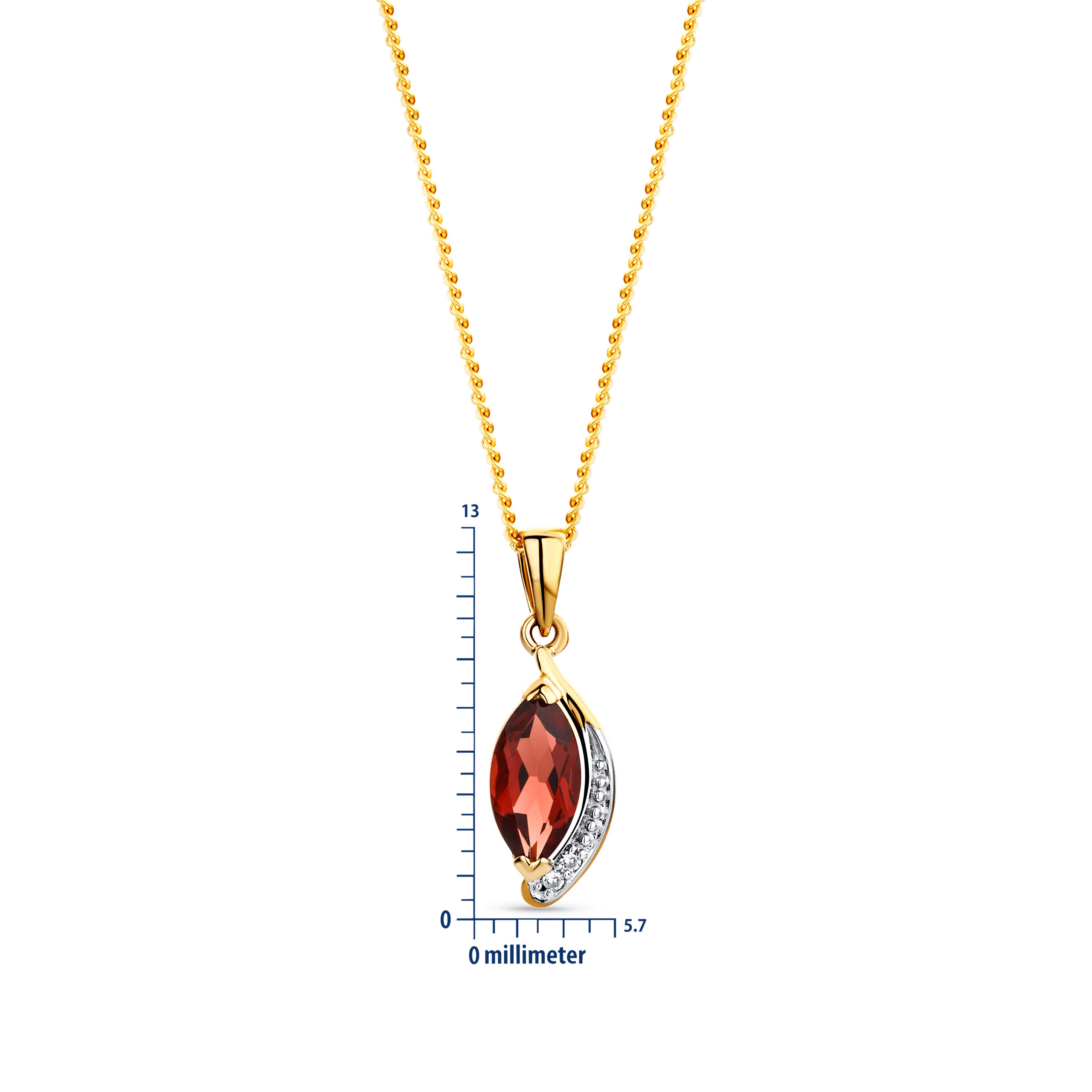 Miore Necklace collana oro giallo 375 granato rosso