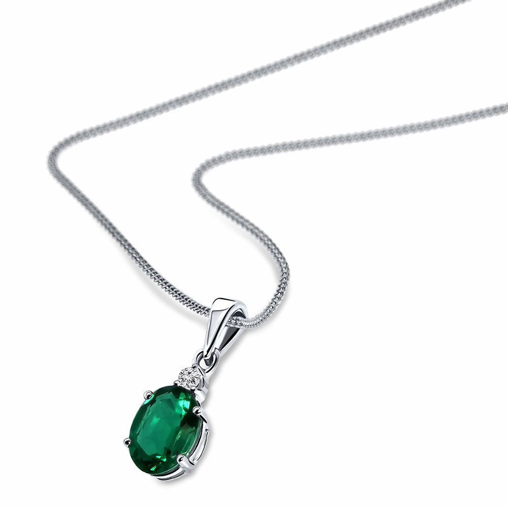 Miore Necklace Collana Oro Bianco 9Kt Smeraldo Creato