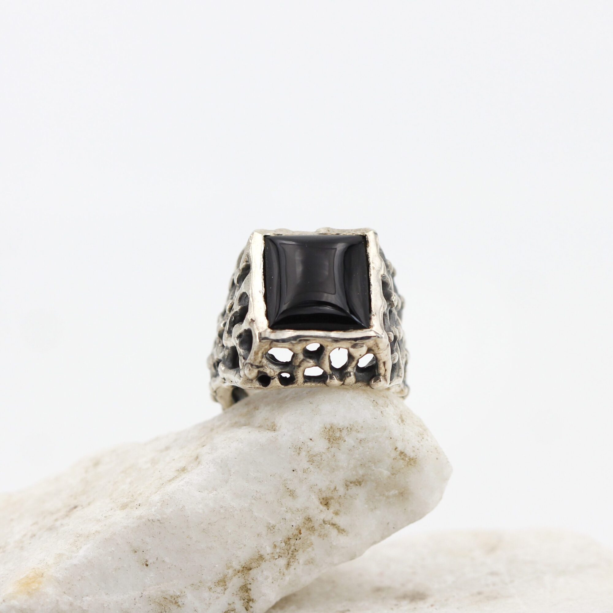 Anna Gioielli Marte anello argento onice nera 13x11,8 mm