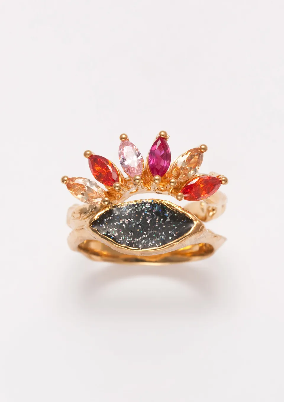 Voodoo Jewels Bold Shapes Amaranta anello marquise glitter
