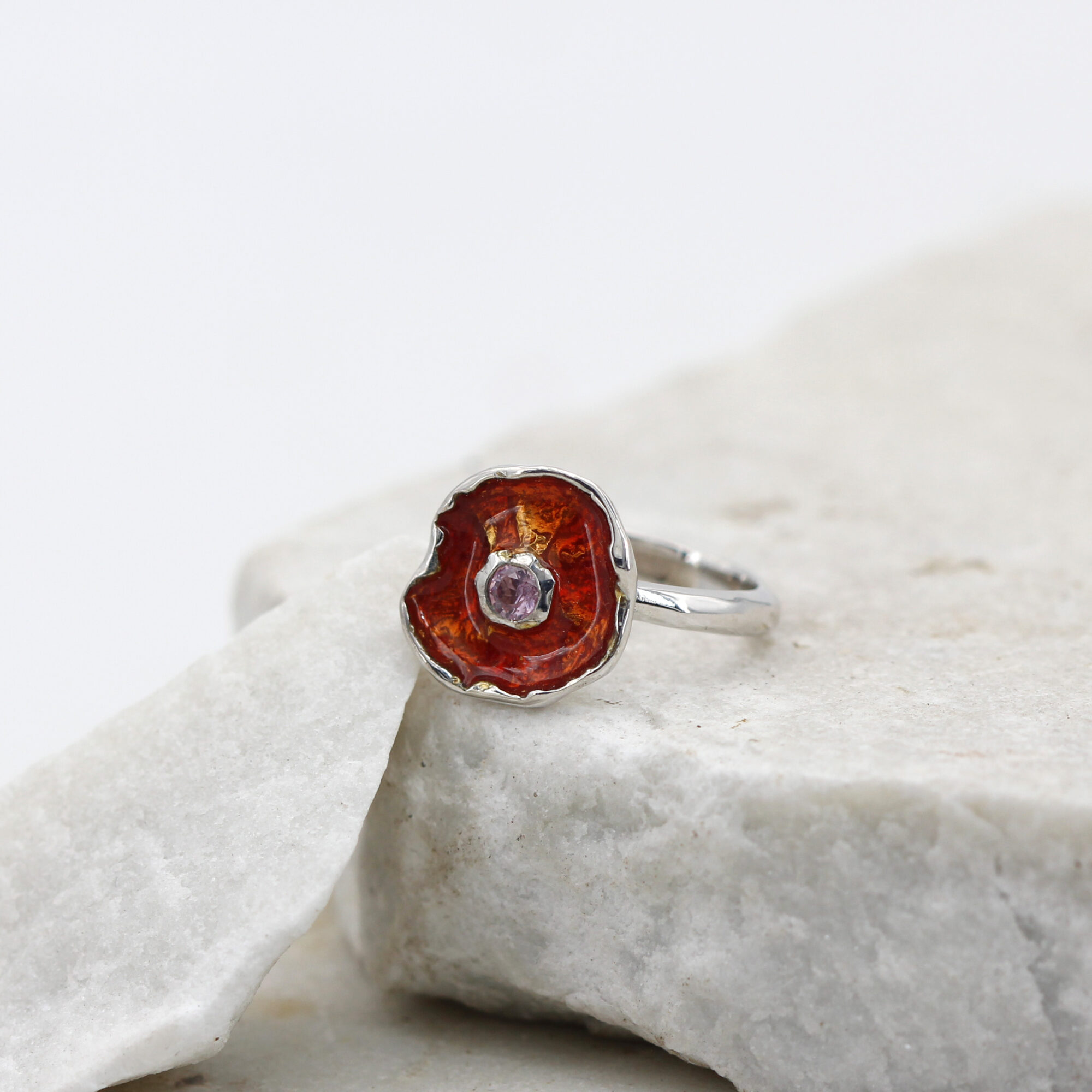 Anna Gioielli Winter Flower Anello argento quarzo rosa 14 mm