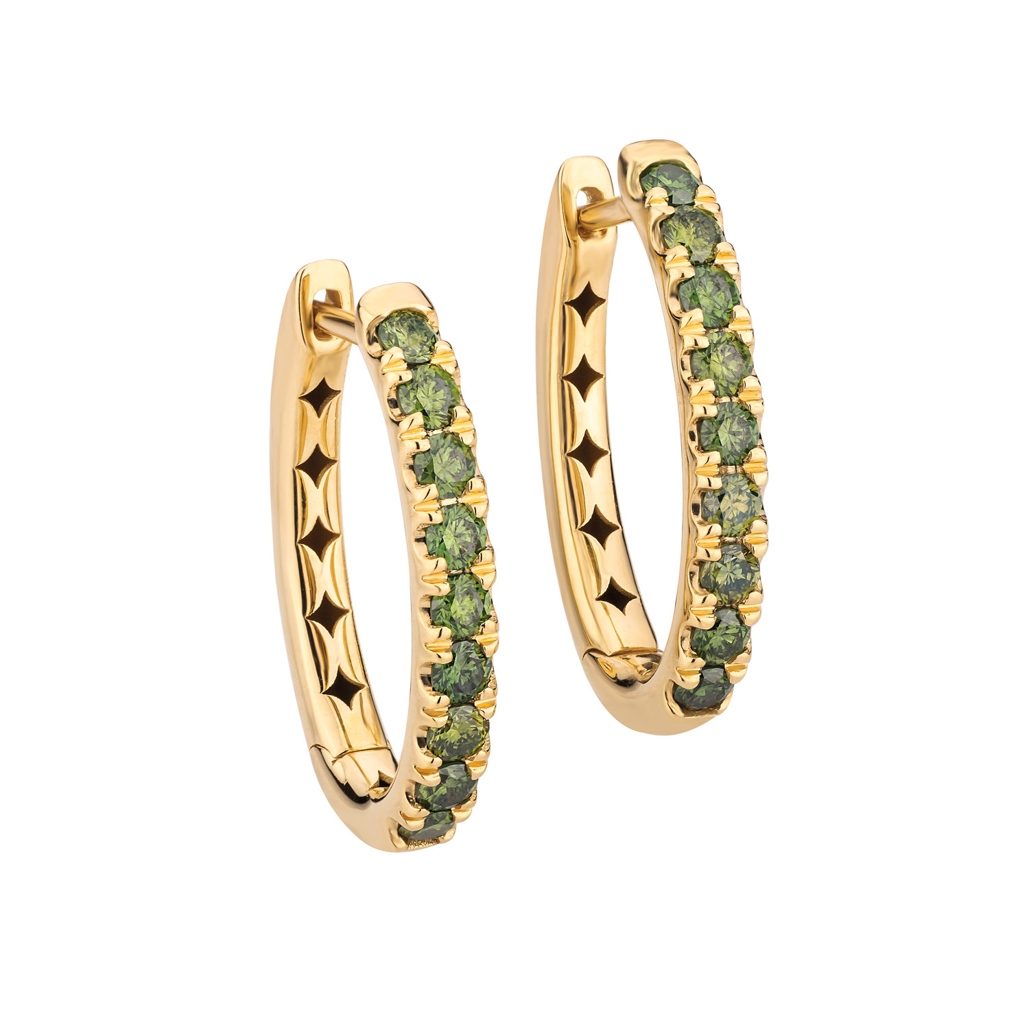 Polello Green Diamonds orecchini oro giallo diamanti verdi