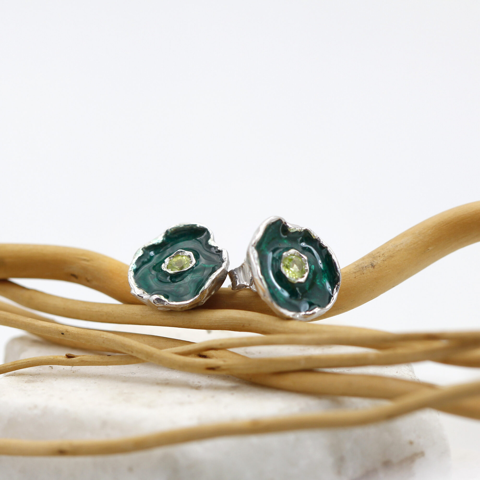 Anna Gioielli Winter Flower orecchini argento peridoto verde