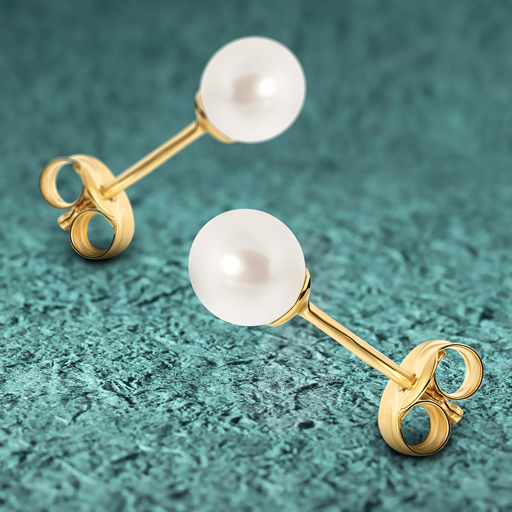 Miore Orecchini oro giallo 9Kt perla acqua dolce bianca
