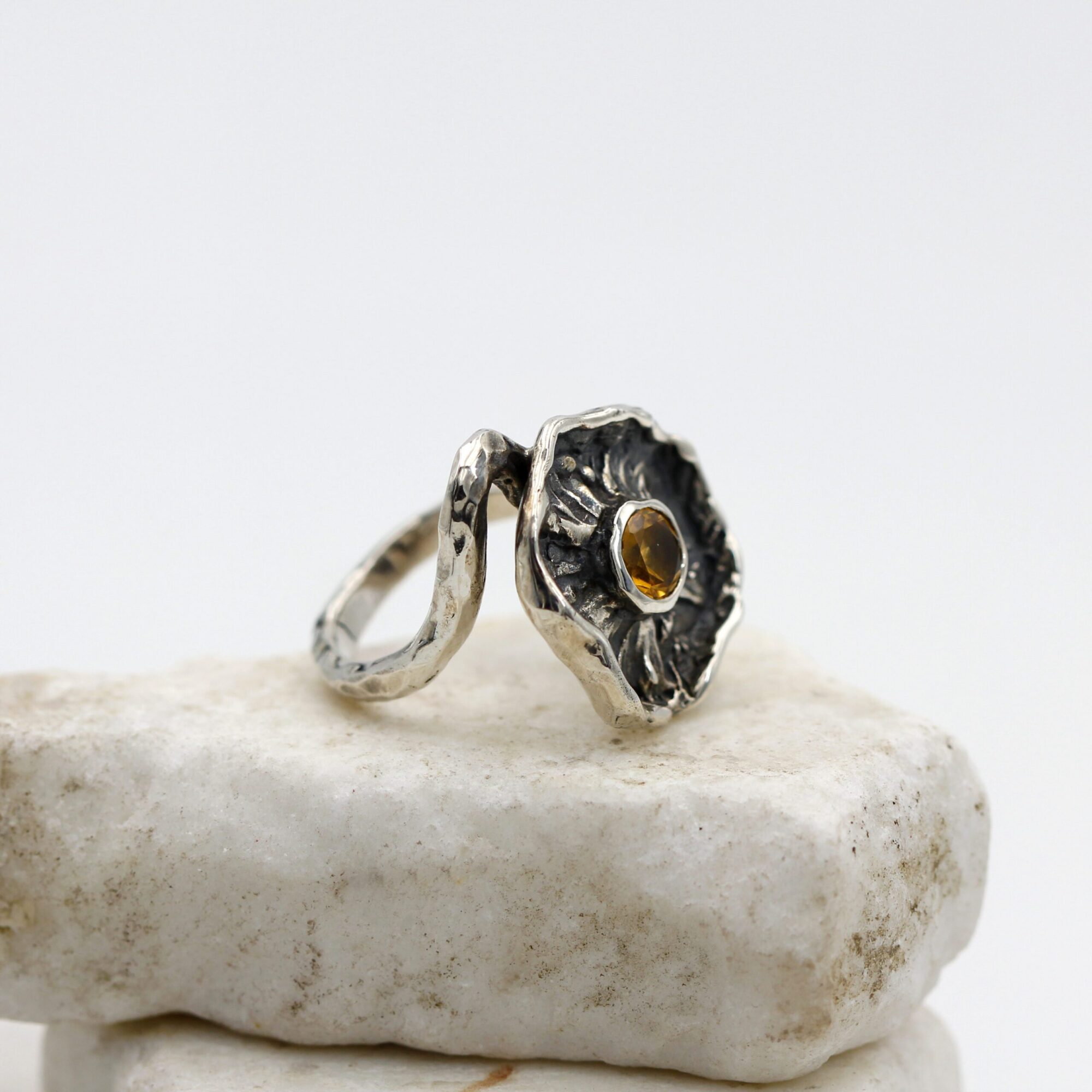 Anna Gioielli Winter Flower Anello Argento Quarzo Citrino
