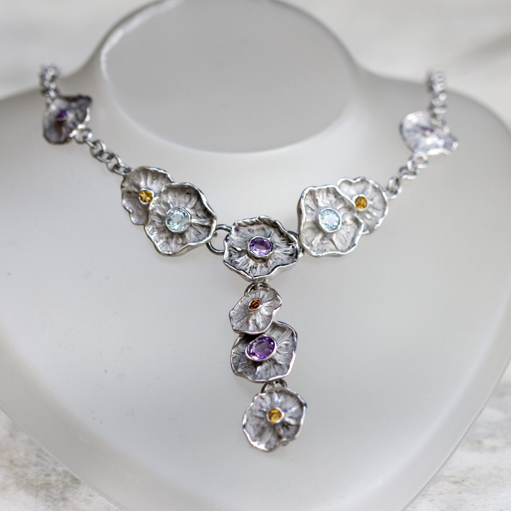 Anna Gioielli Winter Flower collana argento 52 cm 11 fiori