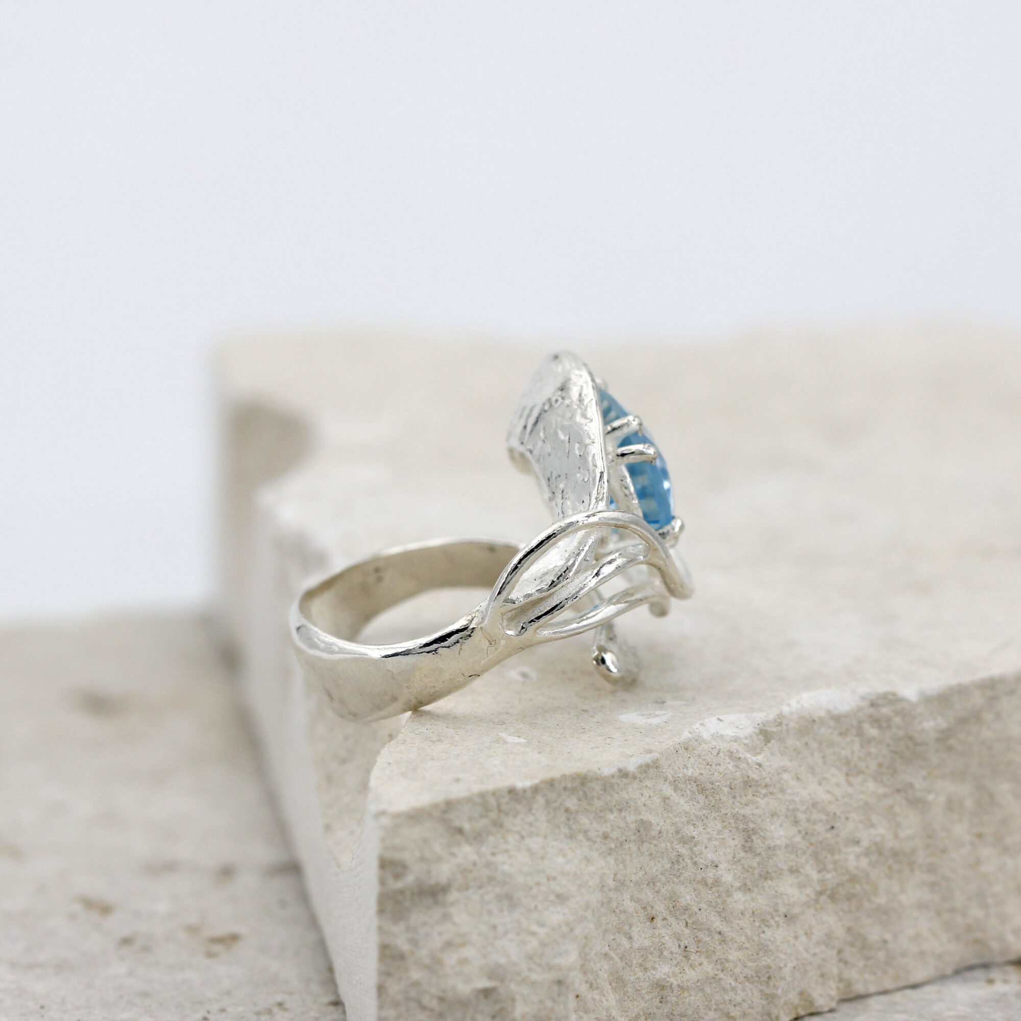 Anna Gioielli Anelli anello argento topazio blu 12x9 mm regolabile