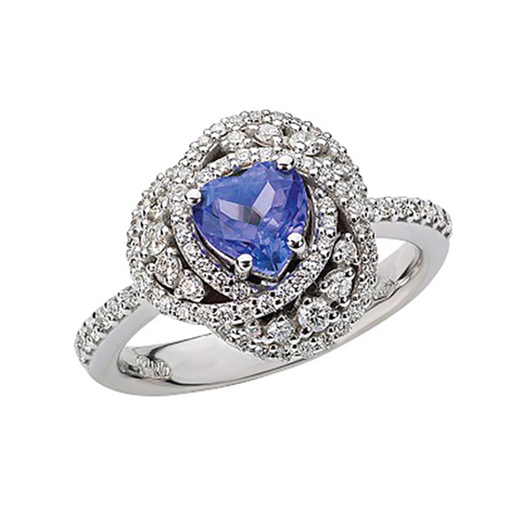 Polello Centrika Anello Tanzanite Oro Bianco Diamanti