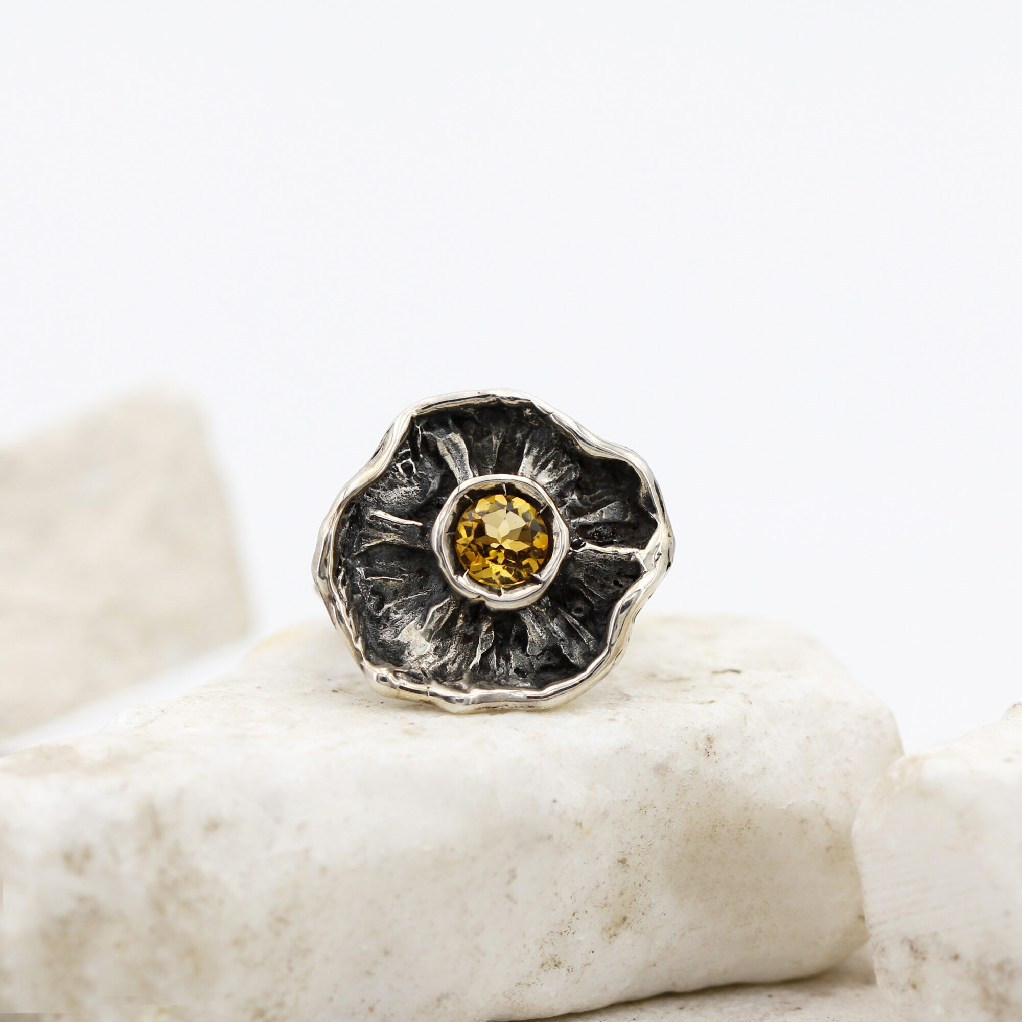 Anna Gioielli Winter Flower Anello Argento 925 Quarzo Citrino