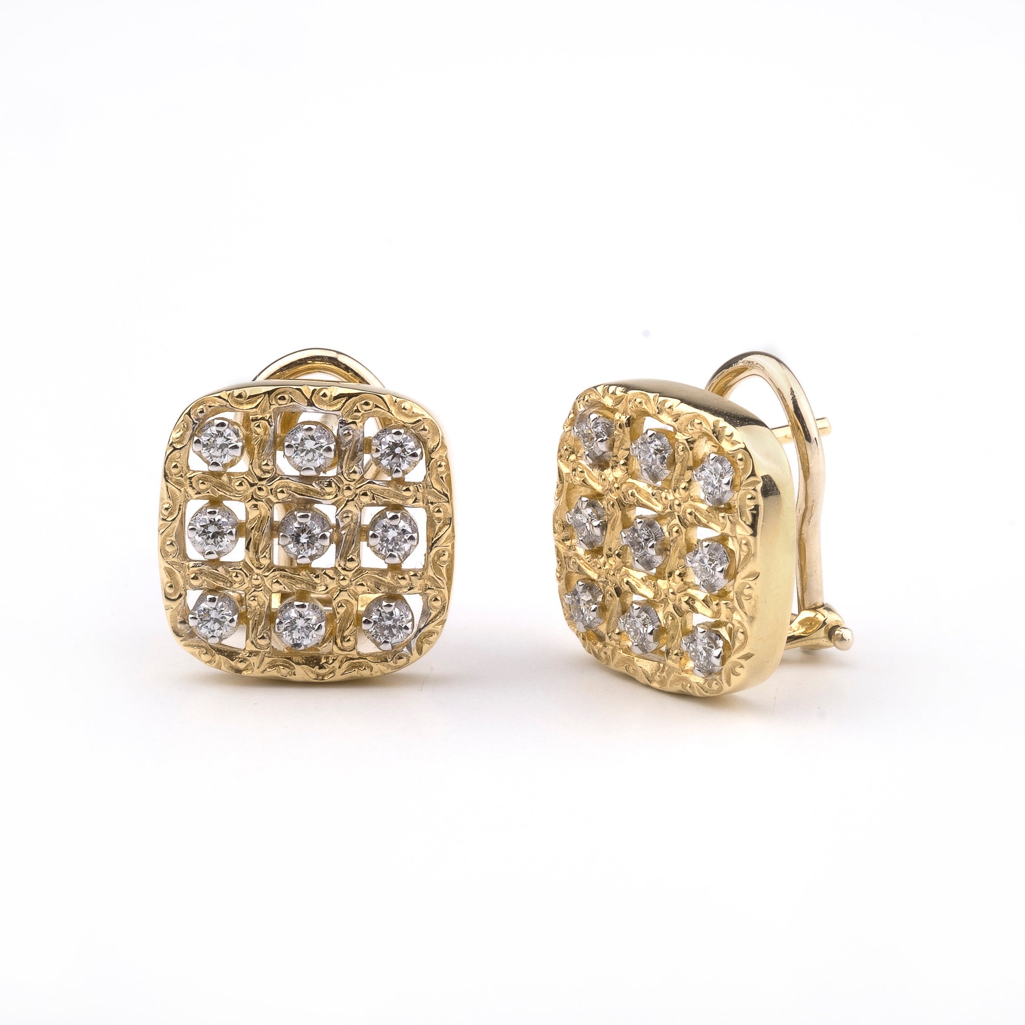 Noi Gioielli Ornato Orecchini oro giallo 18k diamanti 0,36 ct