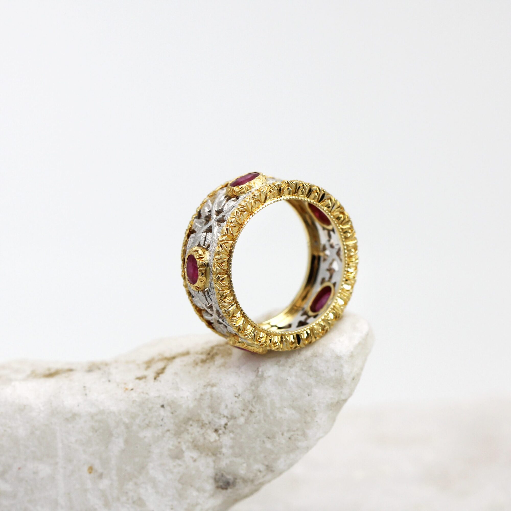 Anna Gioielli Stile Orafo Fiorentino anello oro rubini 9 mm