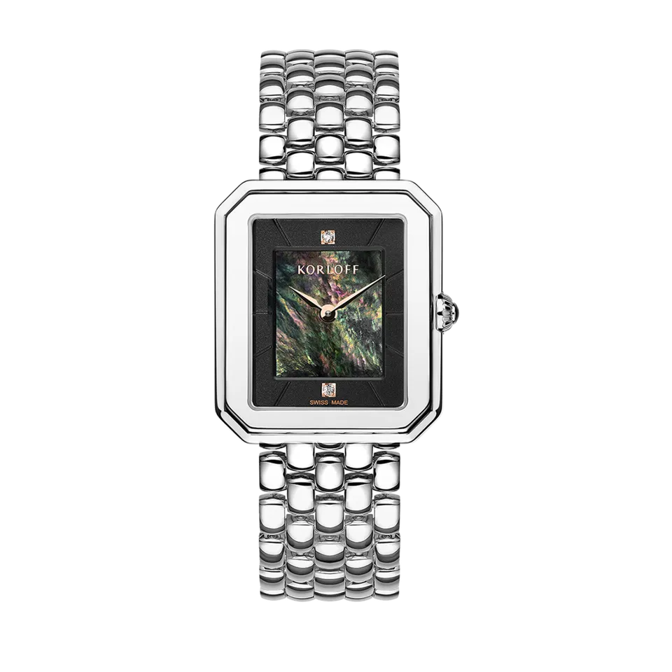 Korloff Iconik orologio acciaio madreperla nera diamanti