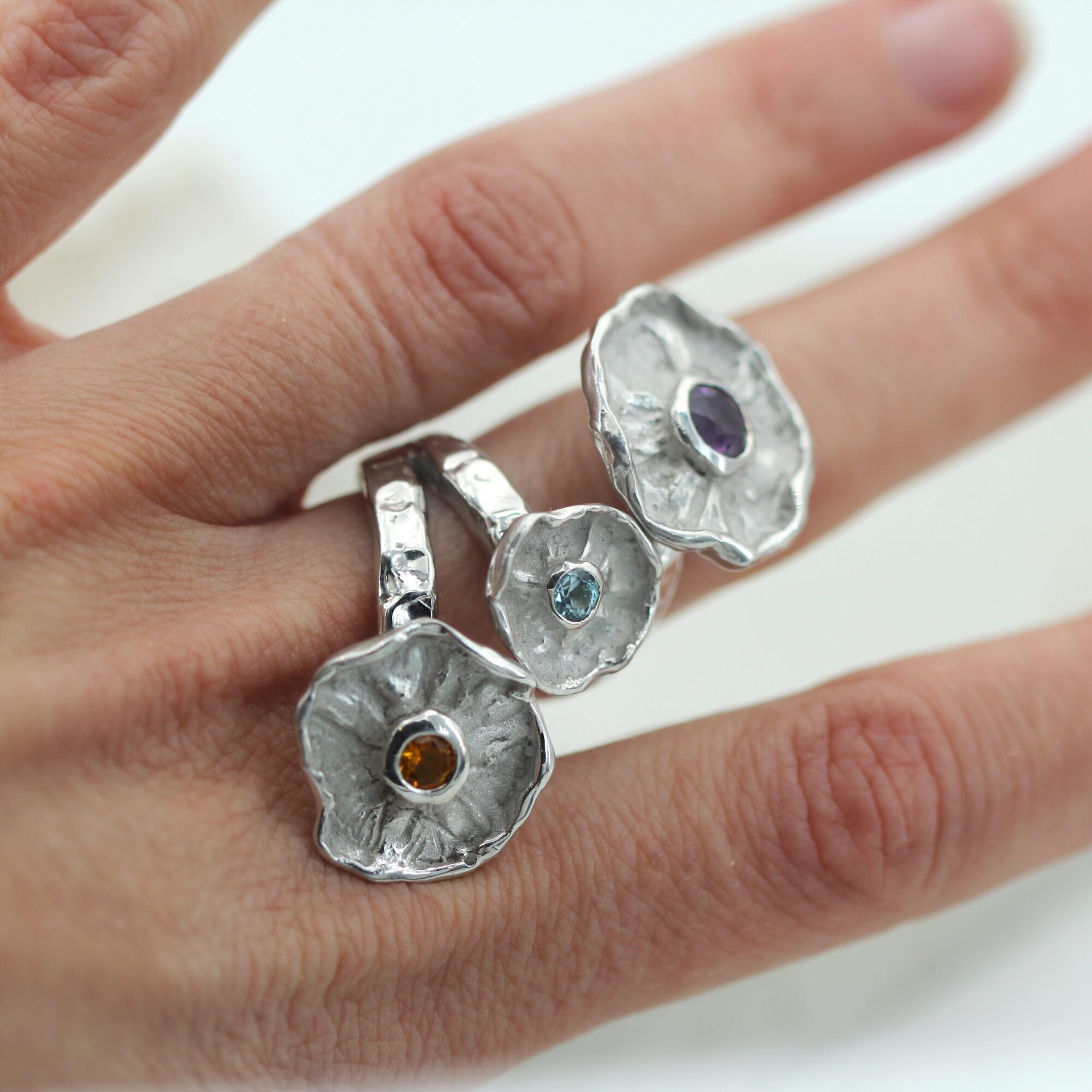 Anna Gioielli Winter Flower Anello argento fiori rotanti 48mm