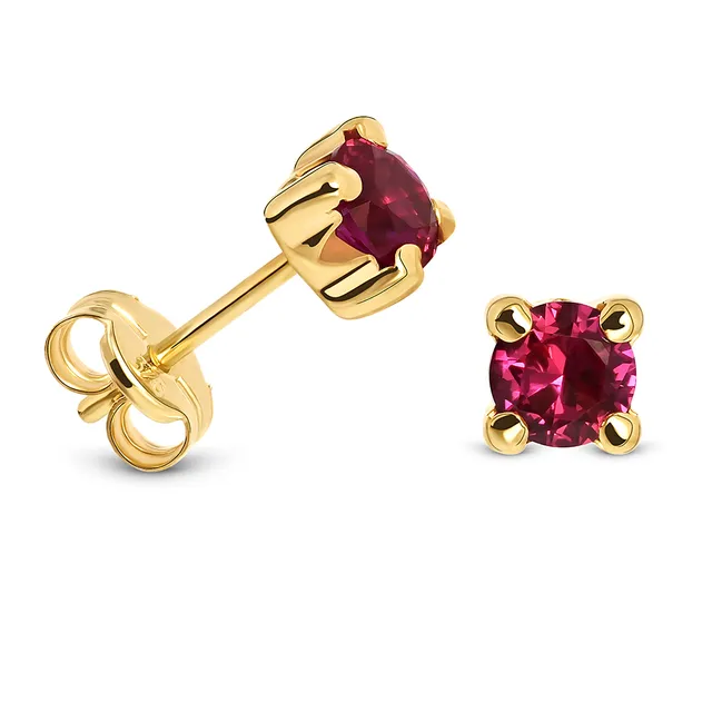 Miore Orecchini Oro Giallo 9Kt Rubino Creato