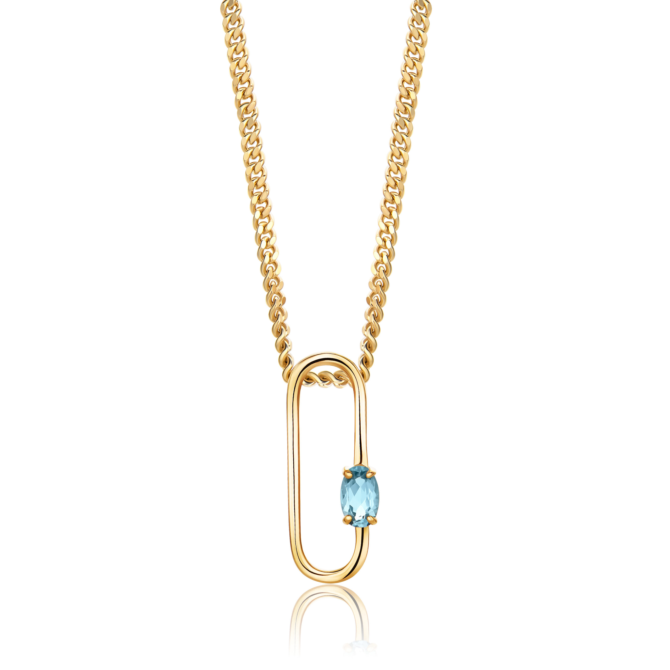 Miore Collana Argento 925 Placcato Oro Topazio Blu Svizzero