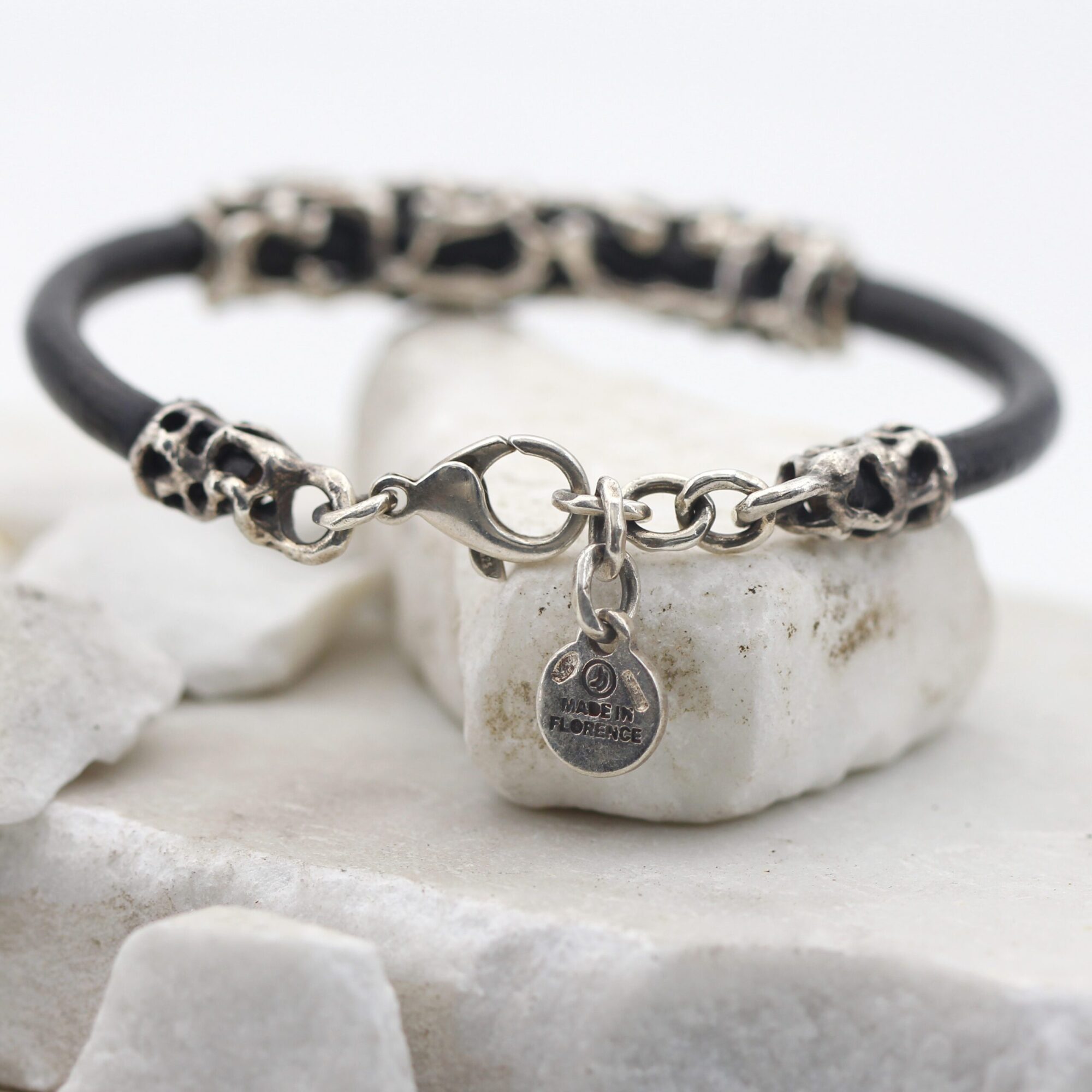 Anna Gioielli Braccialetti Bracciale Nome Argento Cuoio Nero