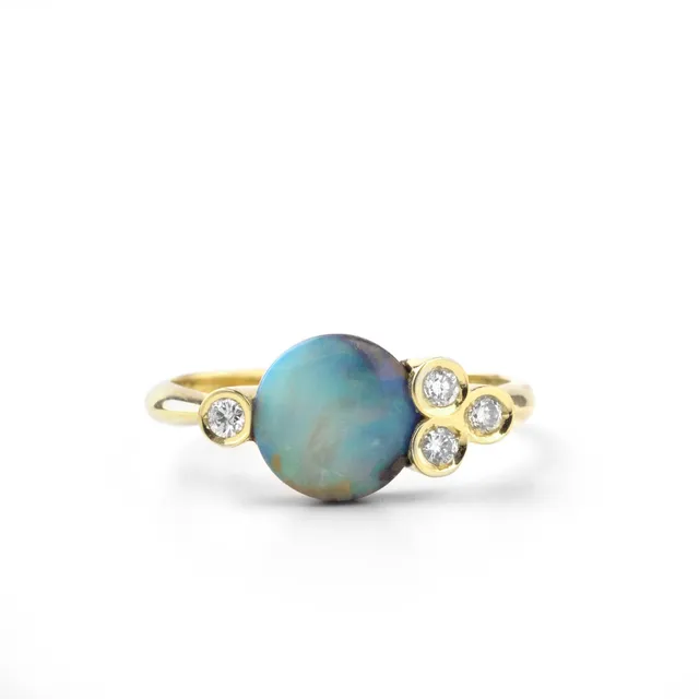 Noi Gioielli Firenze 1873 anello oro giallo opale boulder diamanti