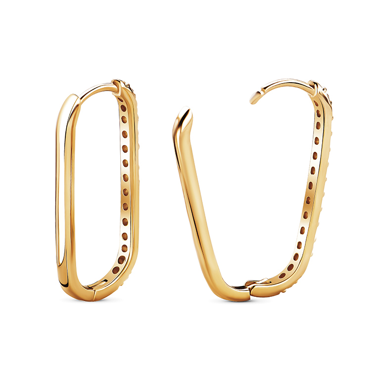 Miore Earrings Orecchini Argento 925 Placcato Oro con Zirconia