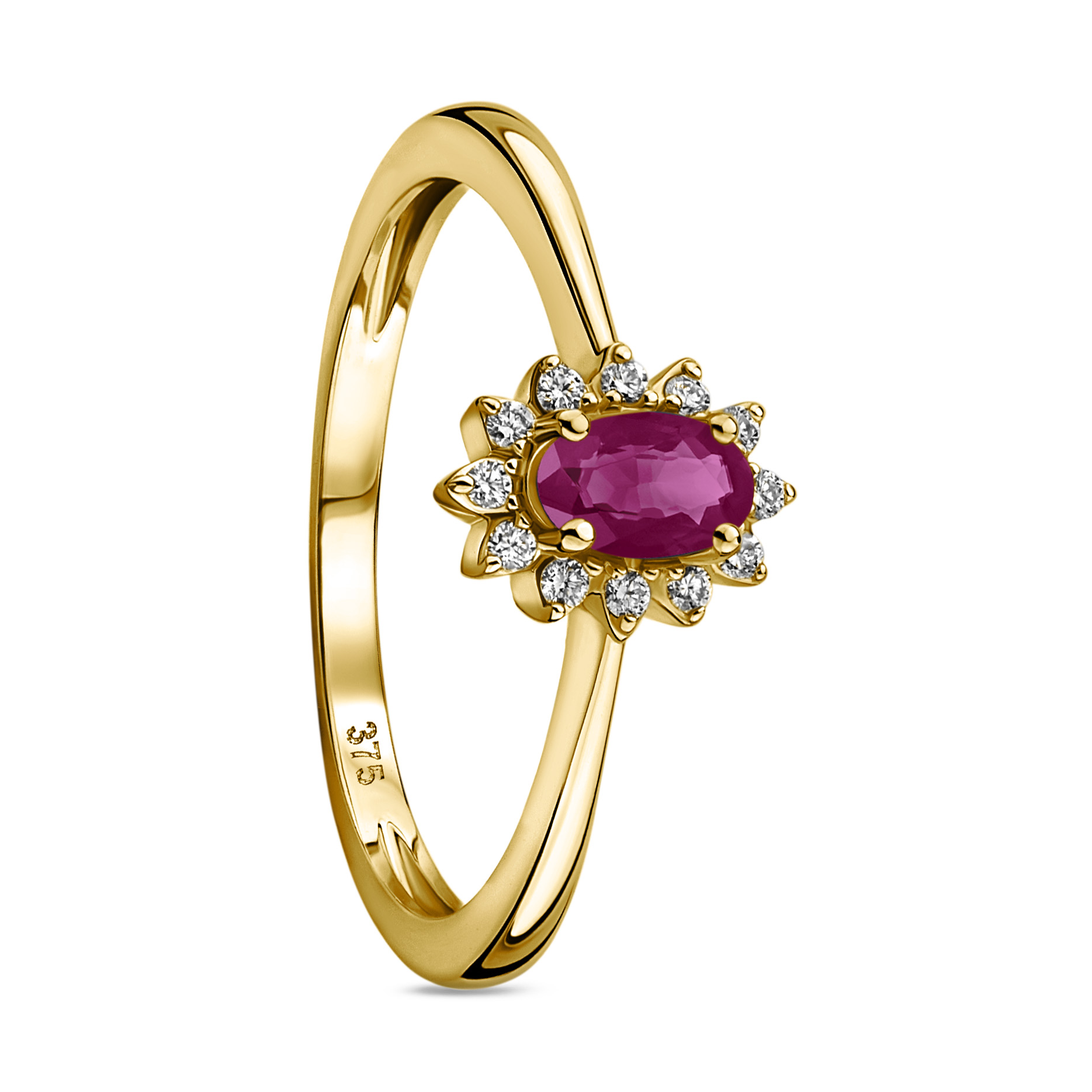 MIORE Anello oro giallo 9 kt con rubino naturale