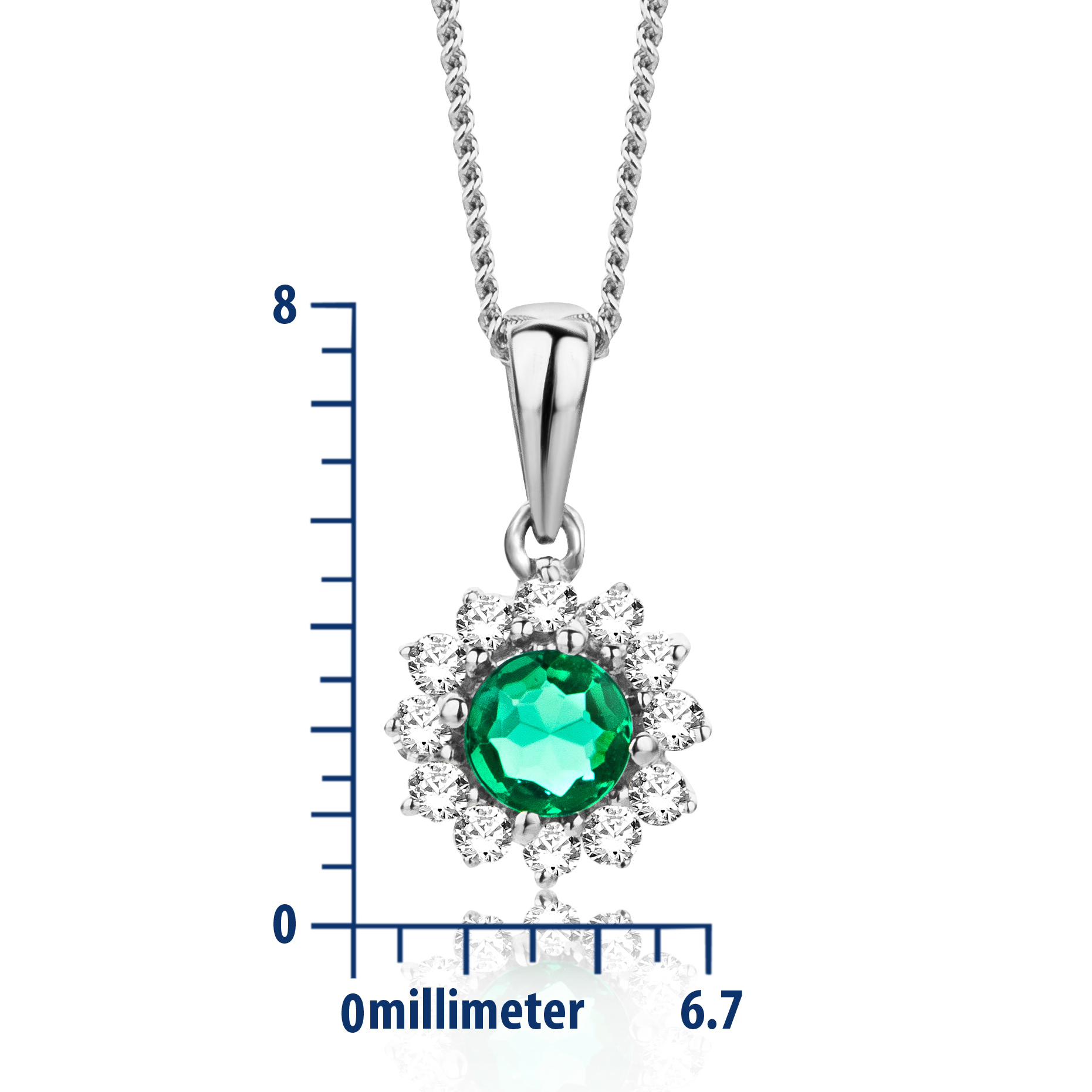 Miore collana oro bianco 9kt smeraldo creato