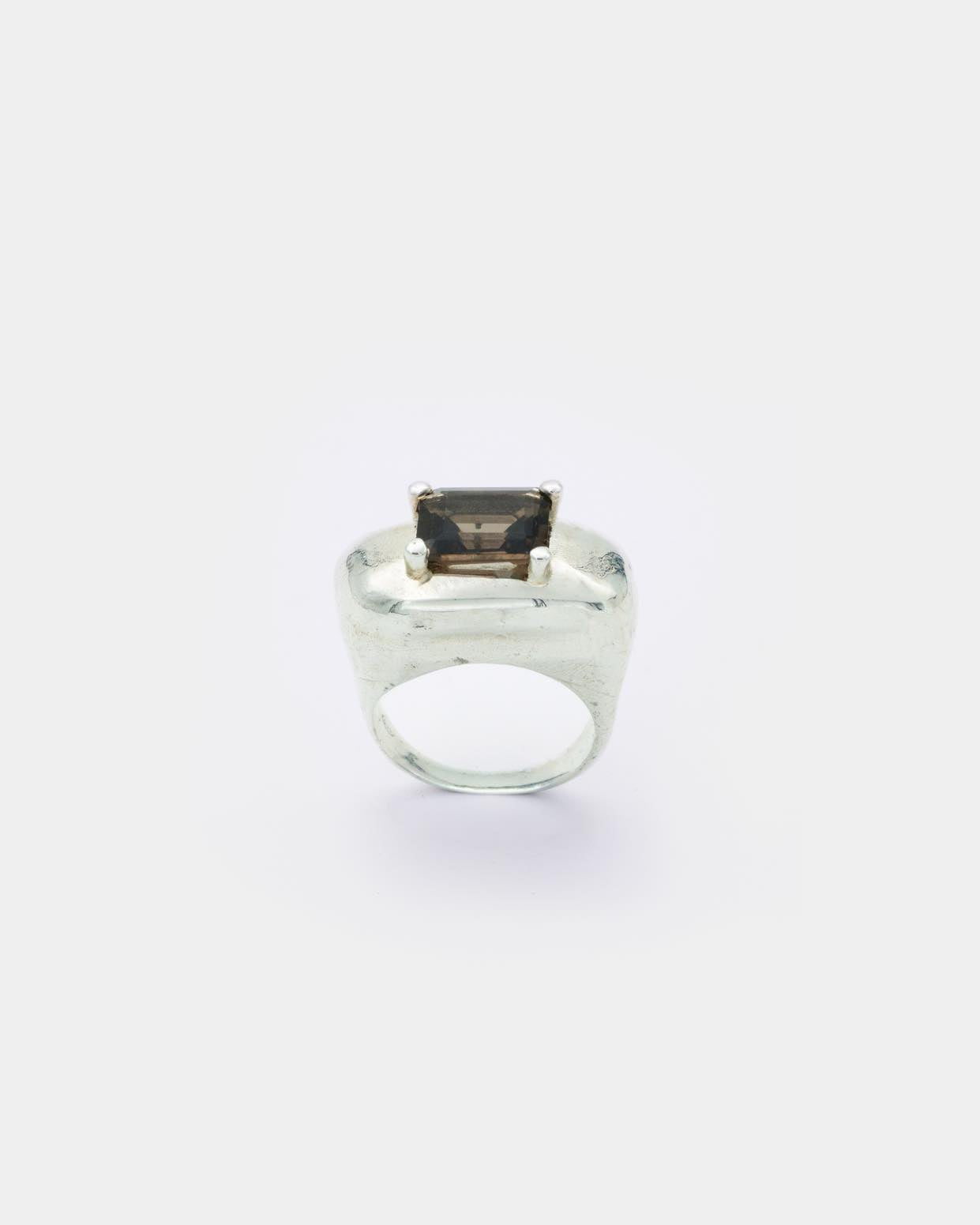 Voodoo Jewels Bold Shapes Supernova anello argento quarzo fumé M
