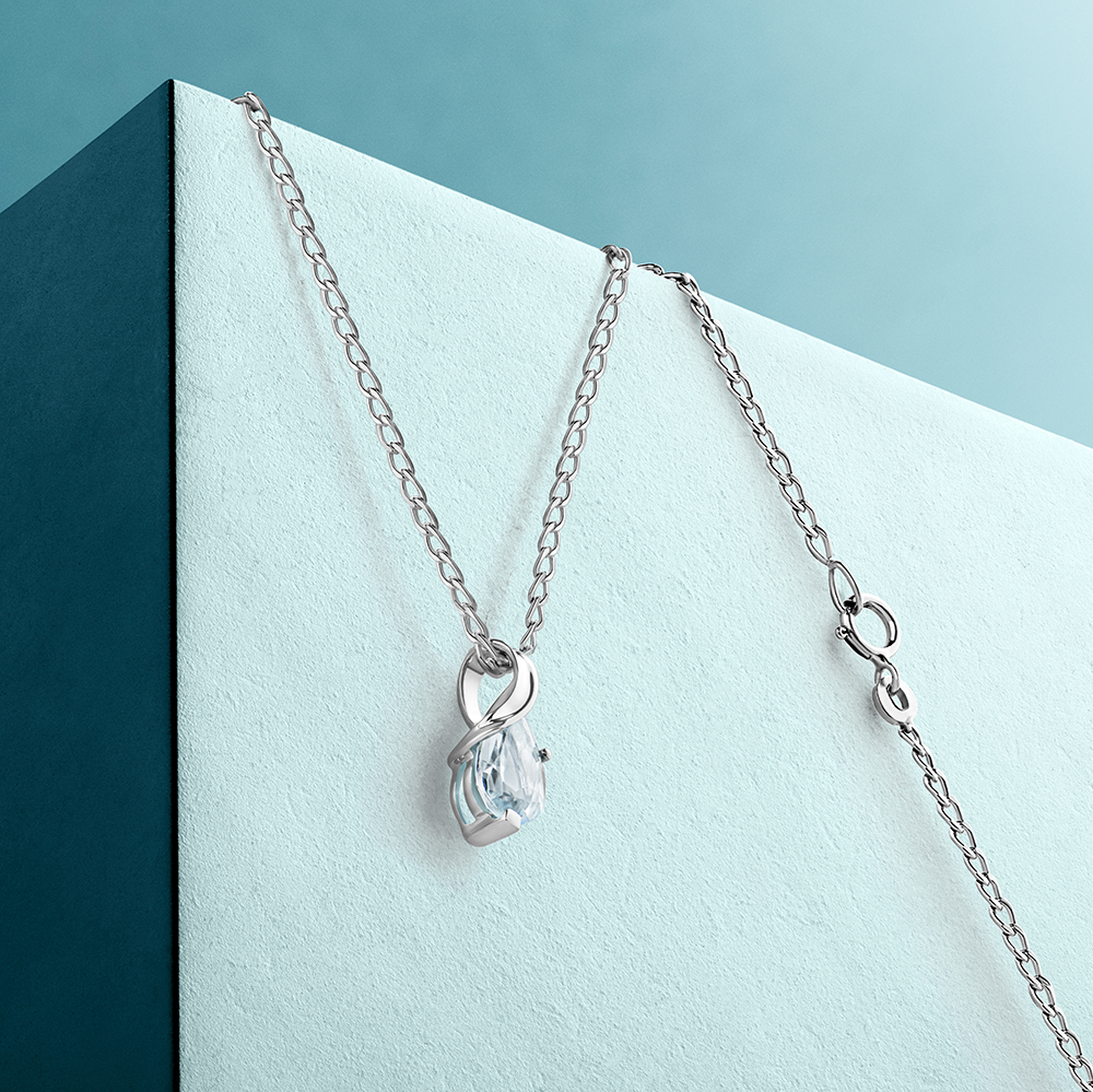 MIORE Collana oro bianco 9KT acquamarina