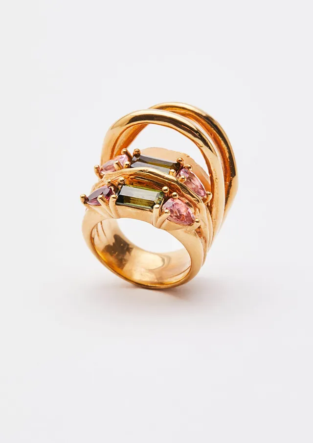 Voodoo Jewels Bold Shapes Azak anello tormaline oro