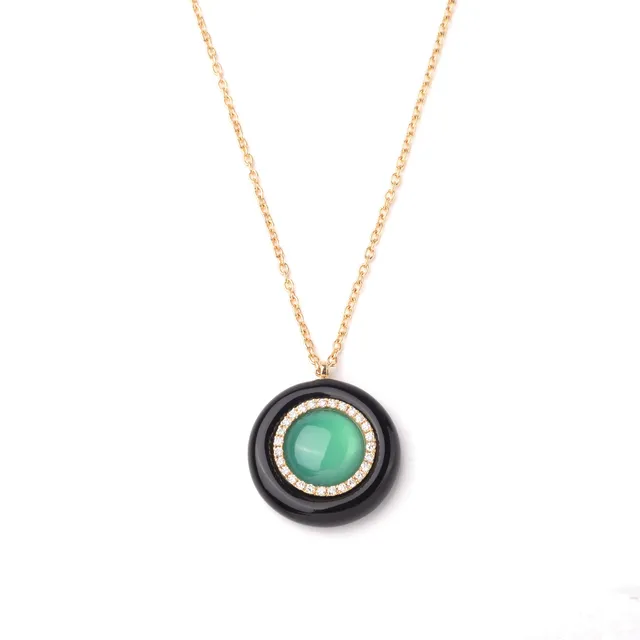 Noi Gioielli Mistica pendente oro giallo 18k agata verde diamanti