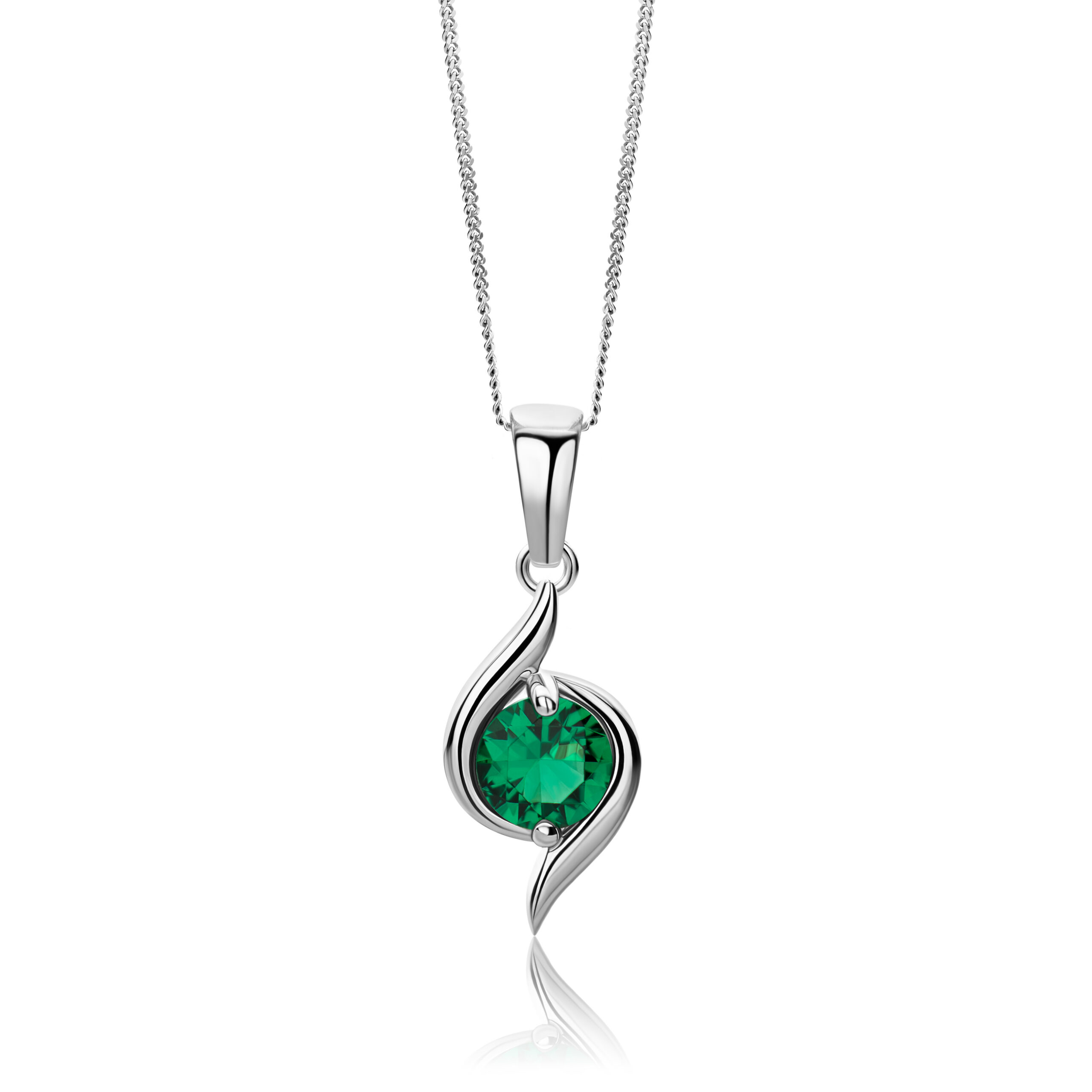 Miore Collana Oro Bianco 9Kt Smeraldo Creato