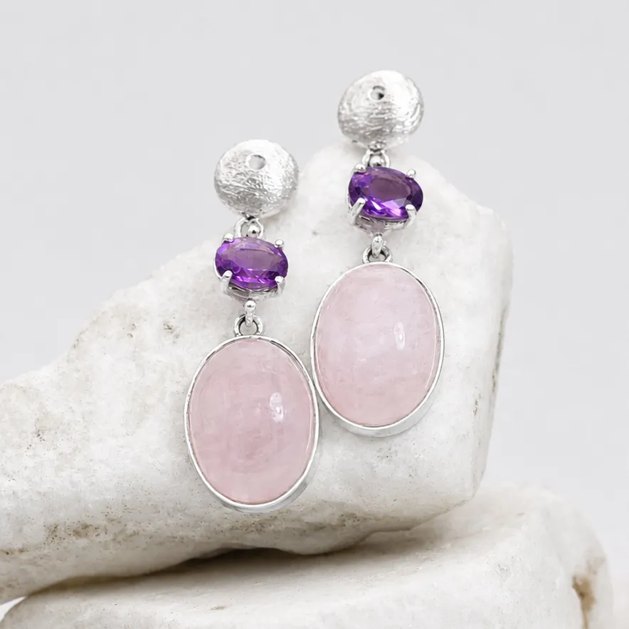 Anna Gioielli Orecchini argento morganite ovale ametista