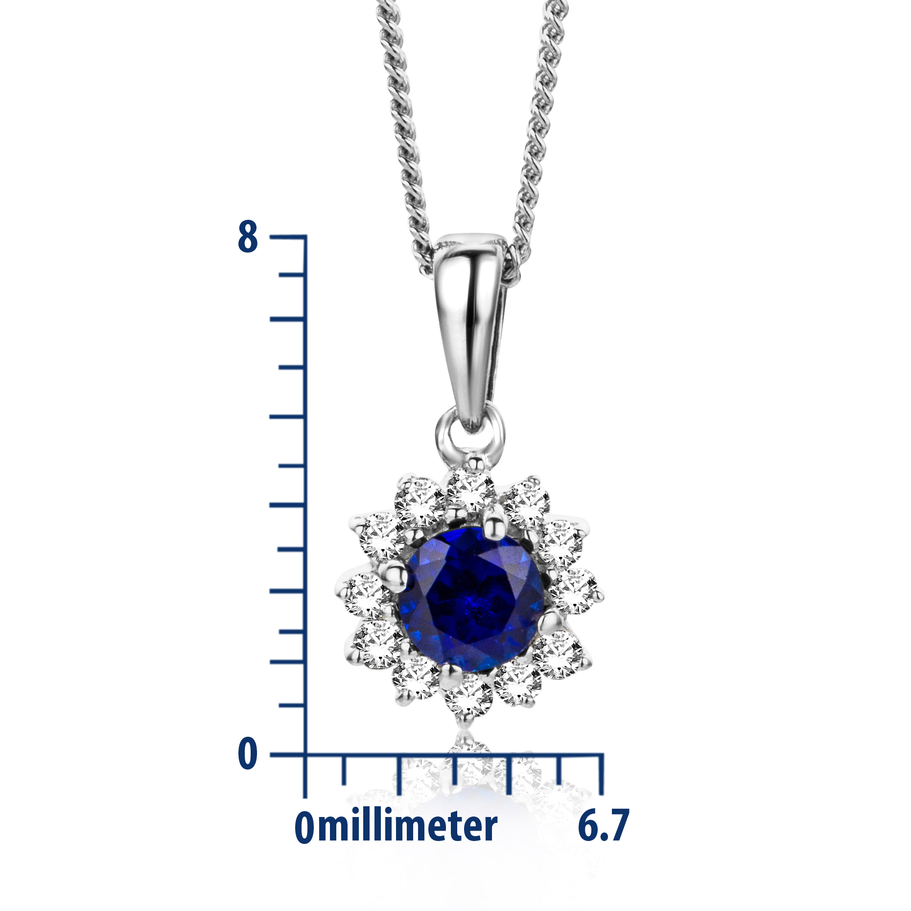 Miore Collana oro bianco 9kt zaffiro creato