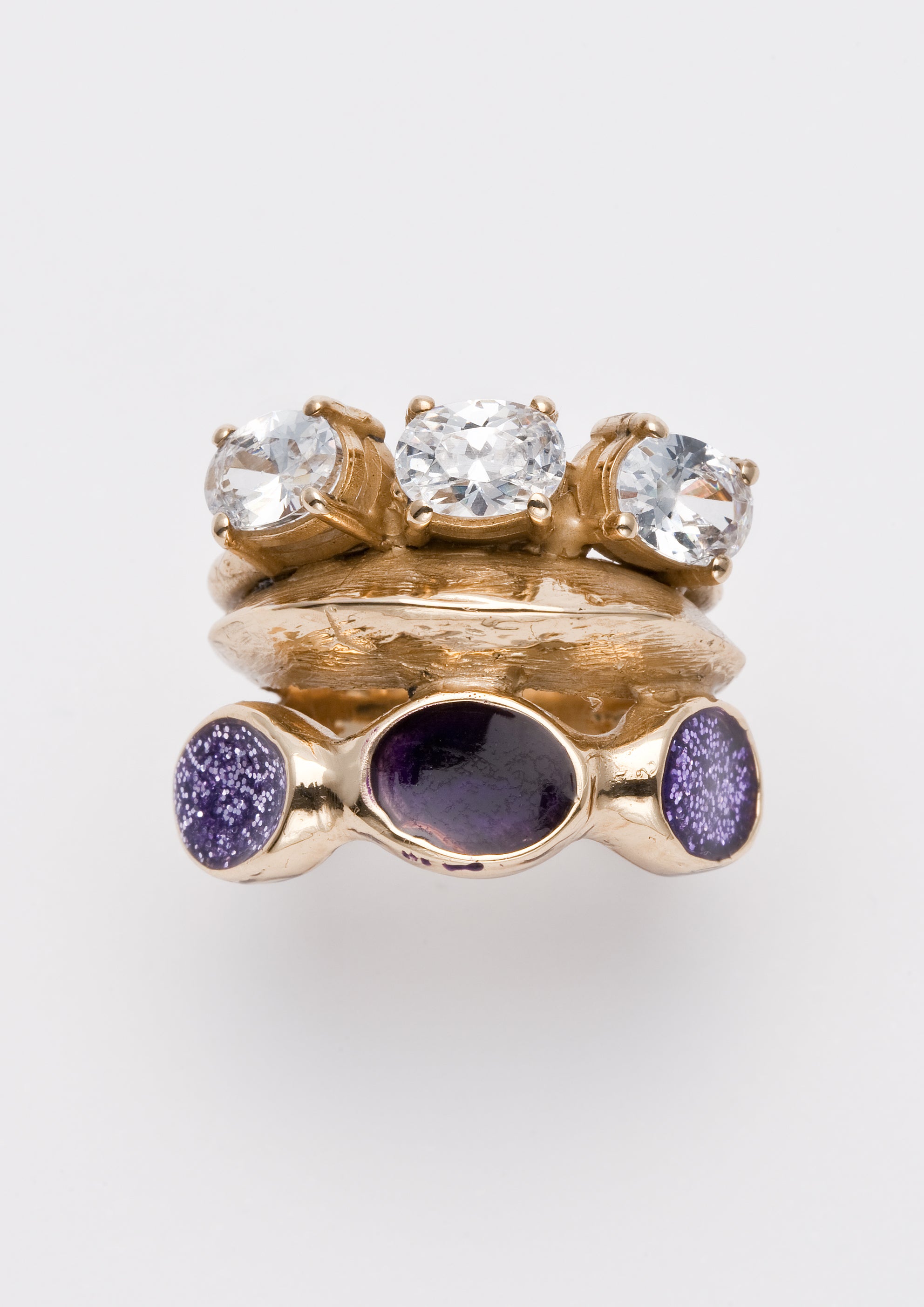 Voodoo Jewels Bold Shapes Saledo anello bronzo dorato pietre