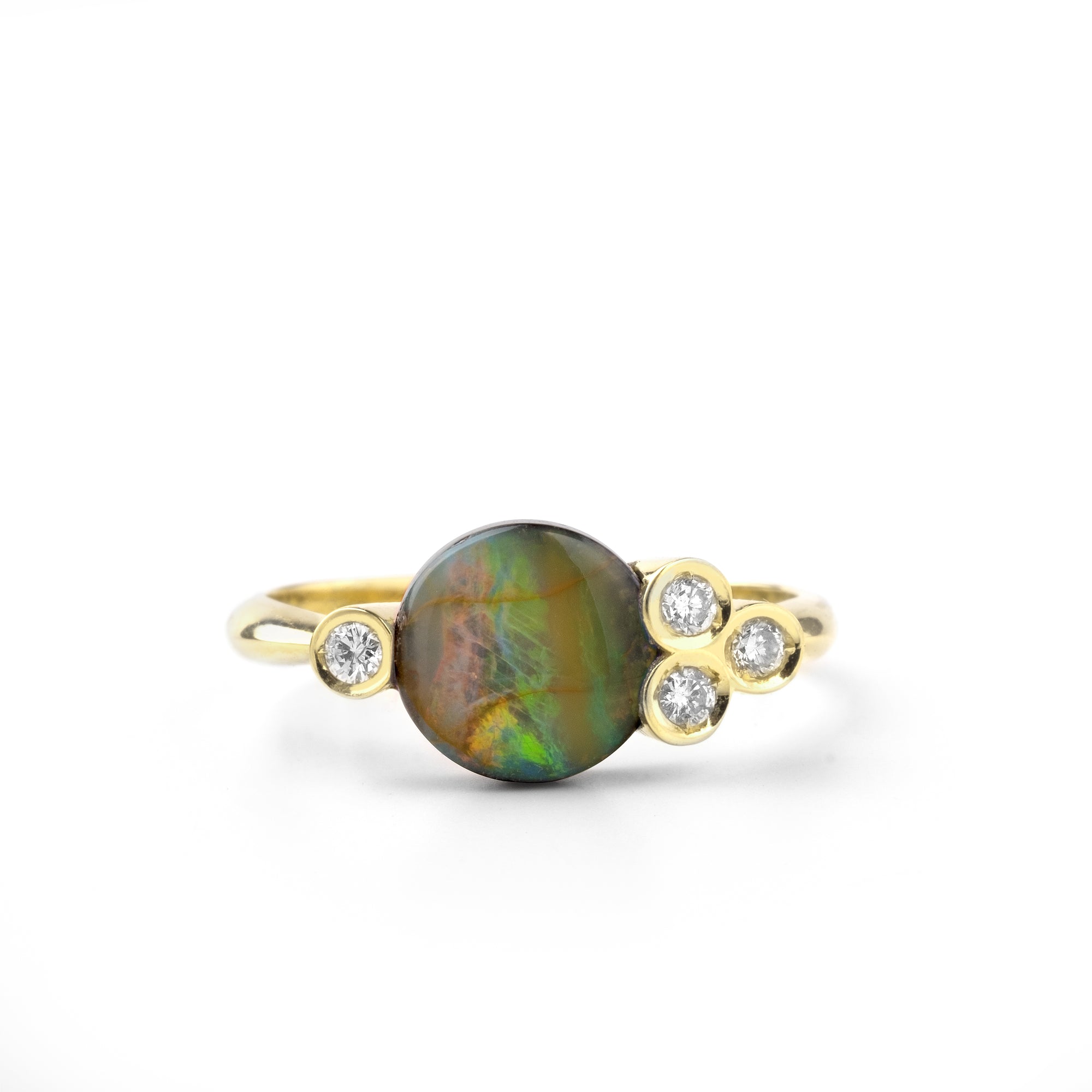 Noi Gioielli Unico anello oro giallo opale boulder diamanti