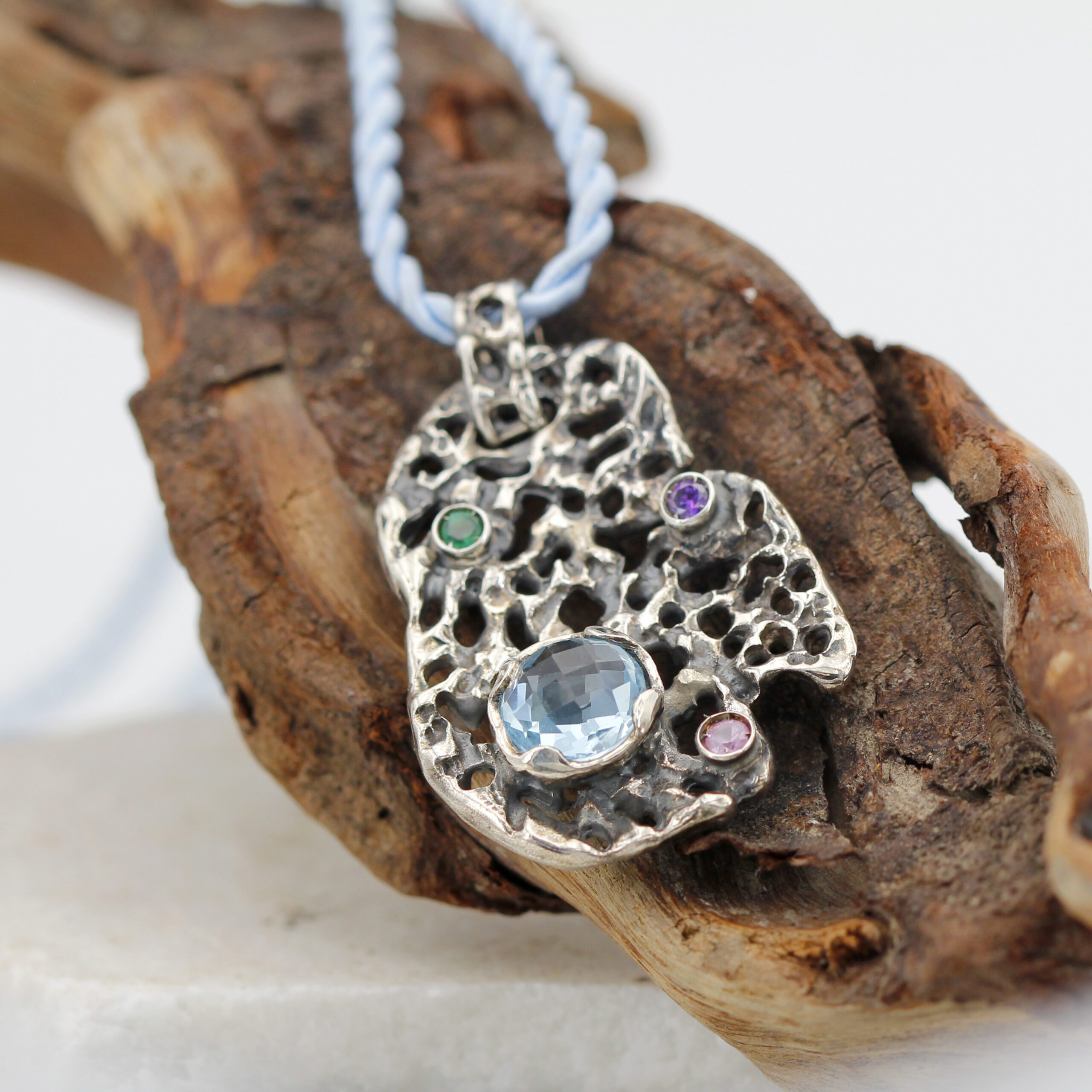 Anna Gioielli Collezione Marte ciondolo argento topazio blu