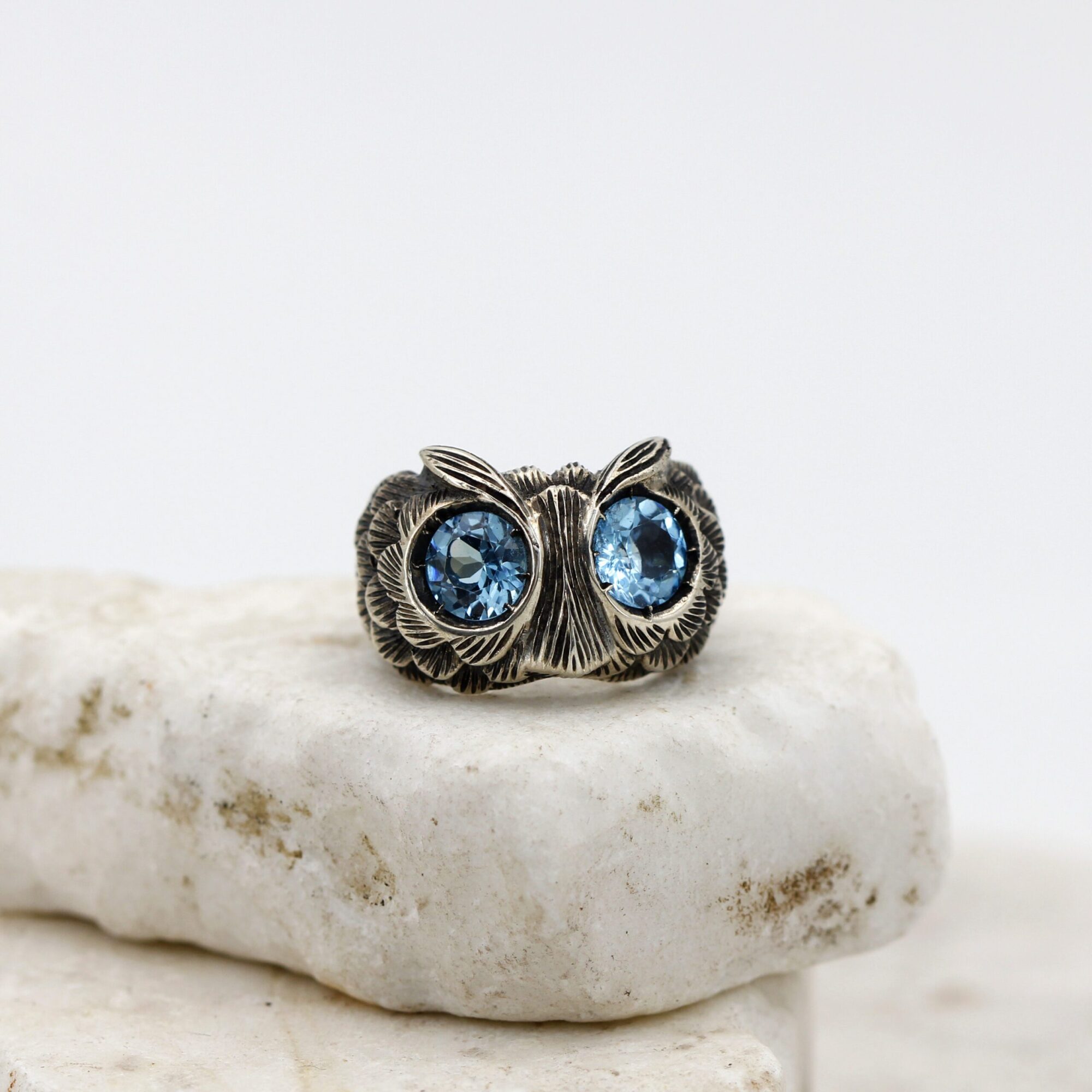 Anna Gioielli Anelli anello gufo argento topazio blu 12,2 g