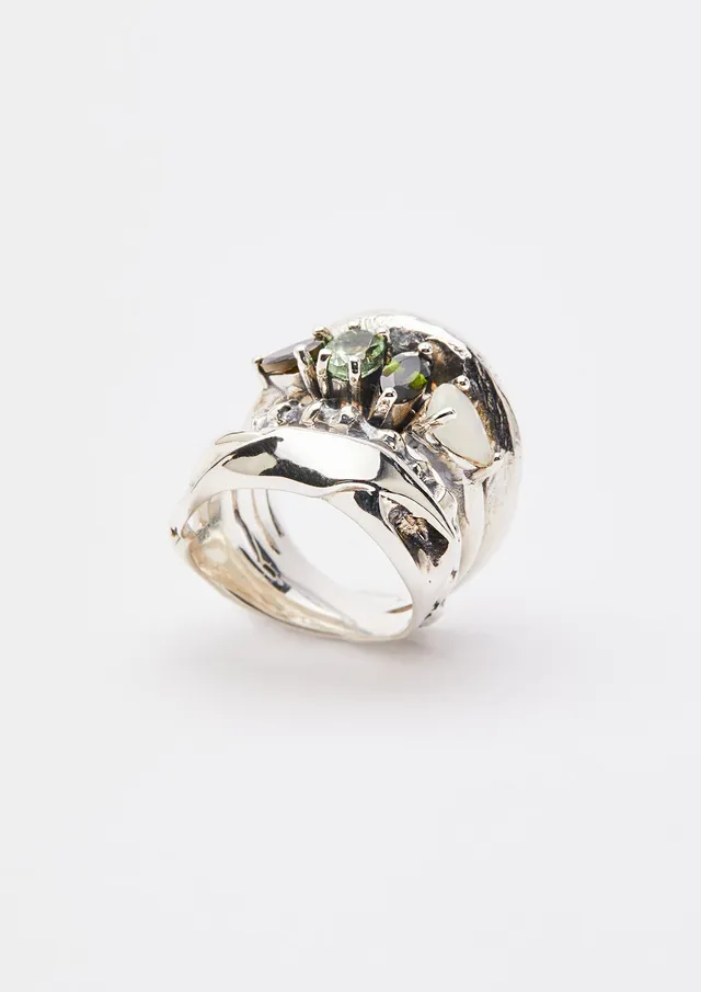Voodoo Jewels Bold Shapes Nake Anello Argento Opale Tormaline